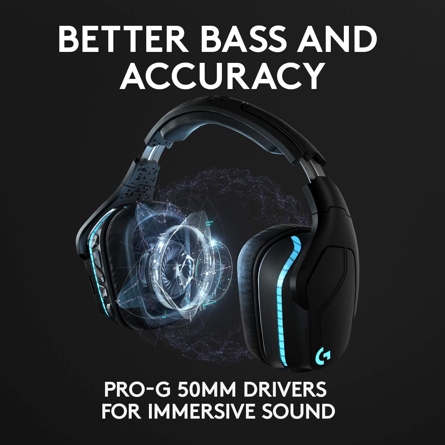 Refurbished - Logitech G935 Wireless DTS:X 7.1 Surround Sound LIGHTSYNC RGB PC Gaming Headset - Black/Blue