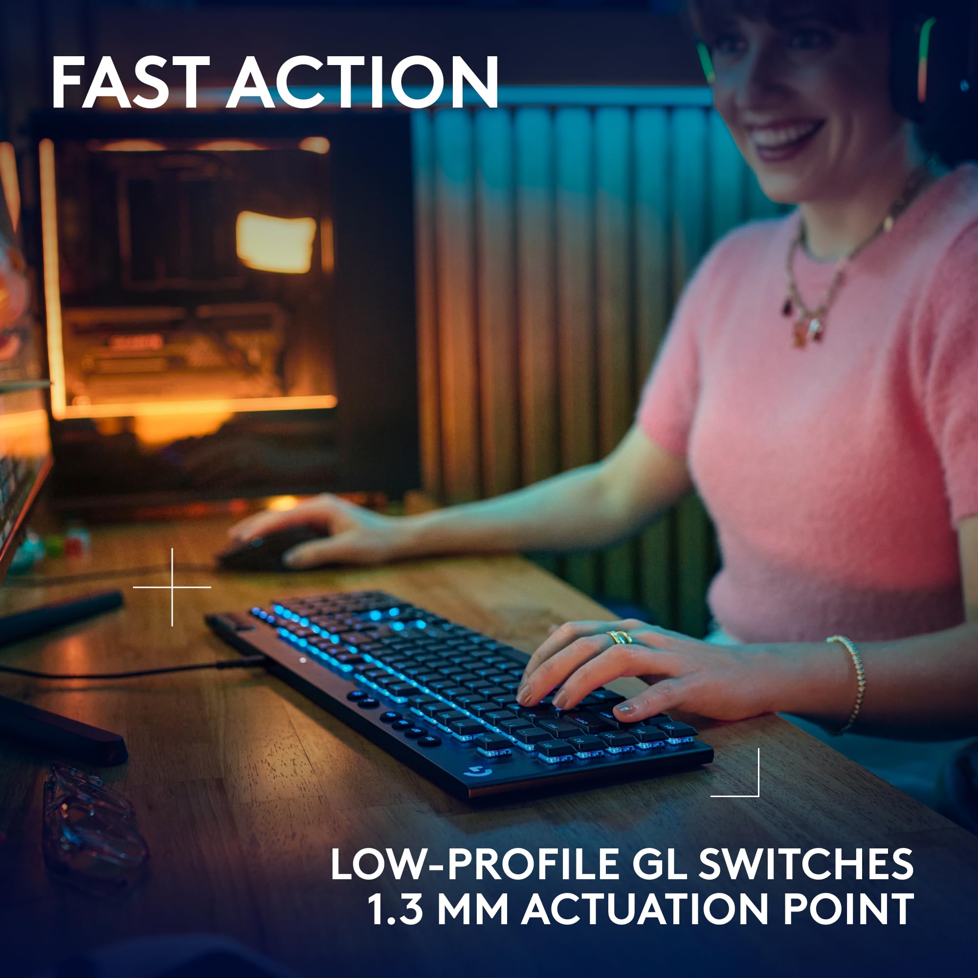 Refurbished - Logitech - G915 X Full-size Corded Mechanical GL Brown Tactile Switch Gaming Keyboard for PC/Mac with RGB Backlighting�