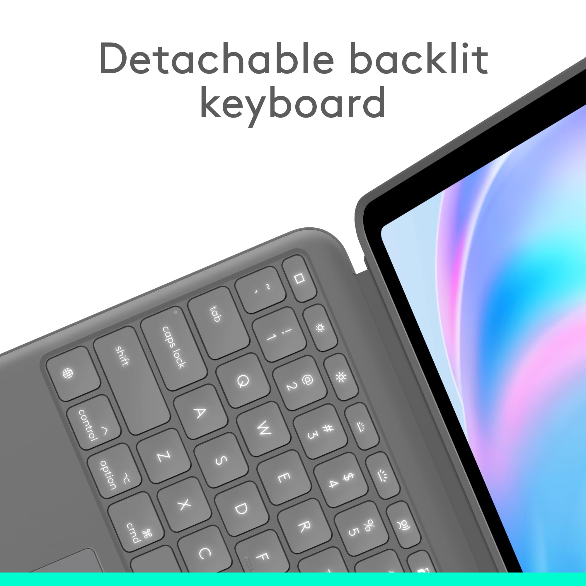 Open Box -  Logitech Combo Touch for iPad Air 13-inch (M2, 2024) - Detachable Backlit Keyboard Case (Oxford Grey)