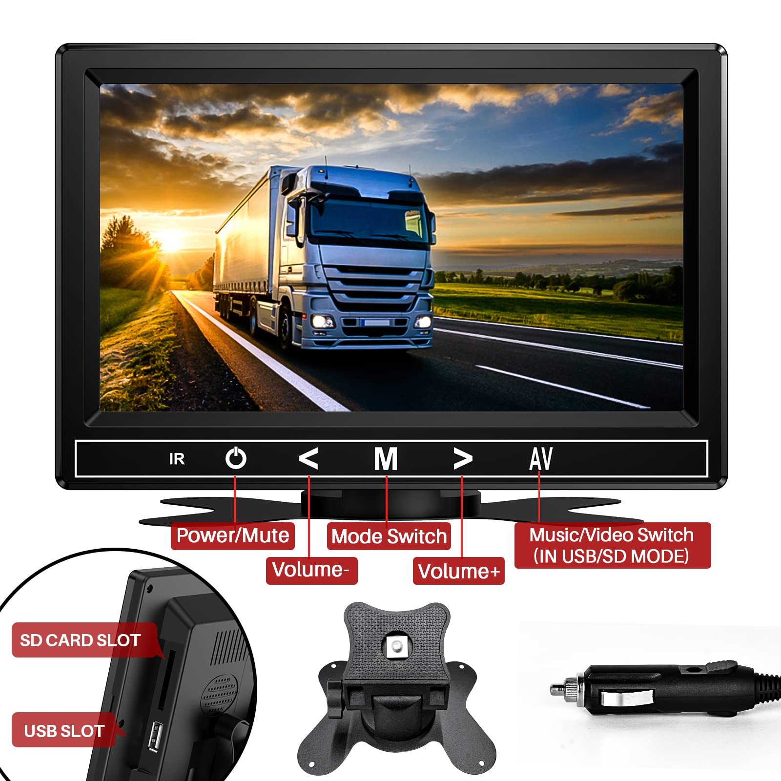ESSGOO 7" Portable Car Stereo Receiver Apple CarPlay Android Auto Radio