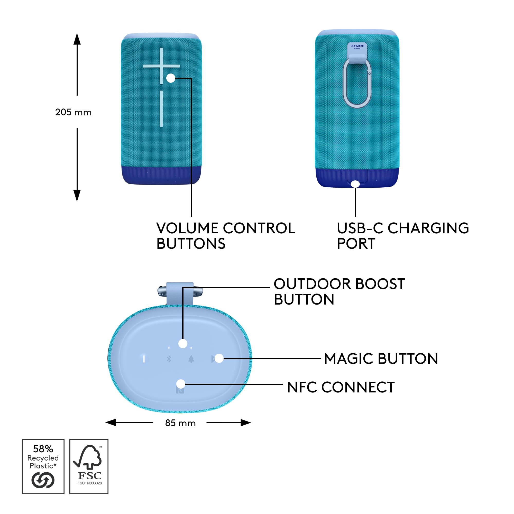 Certified Refurbished - EVERBOOM Portable Wireless Bluetooth Speaker