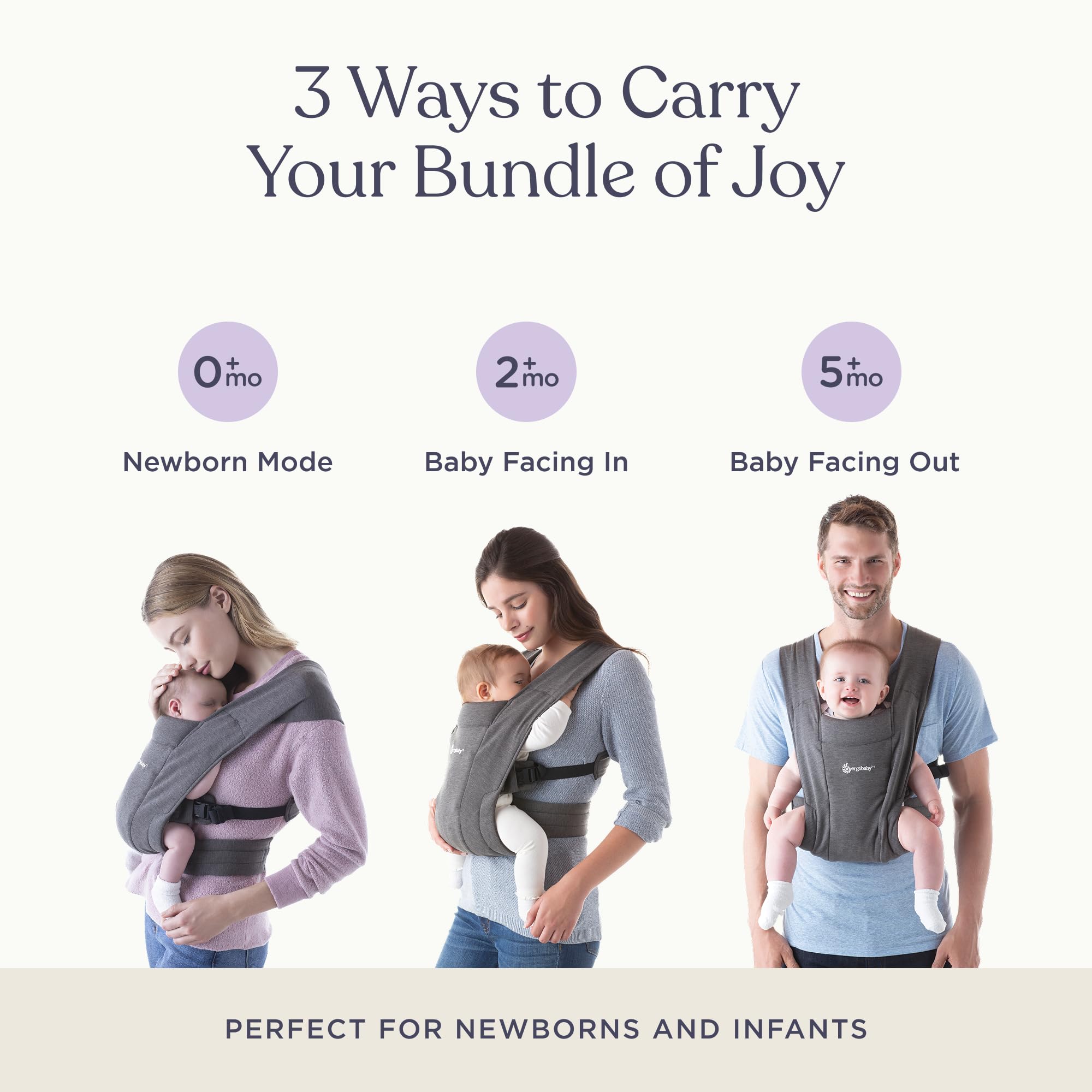Ergobaby Embrace Soft Gray Baby Wrap Sling For 0-6 Months