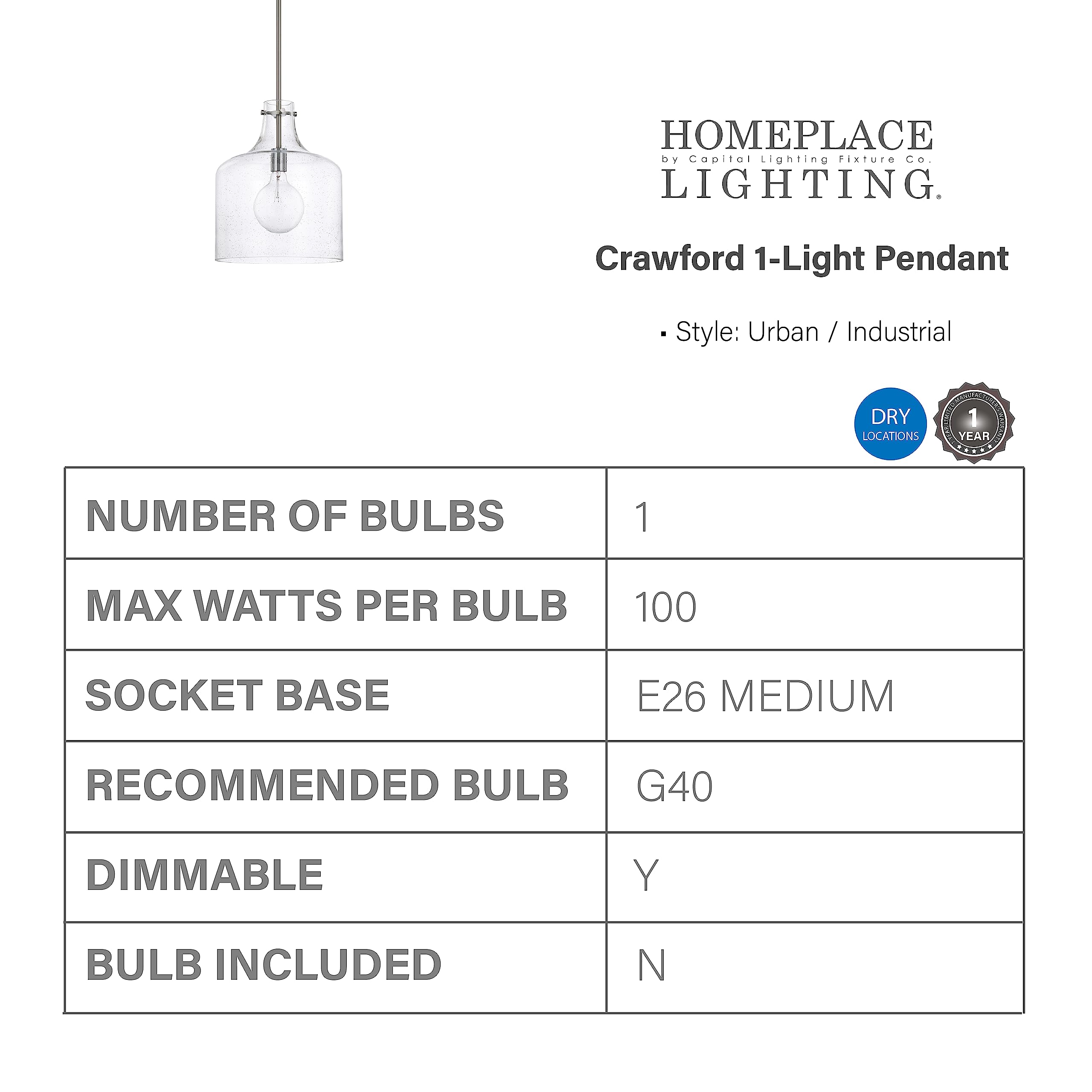 Open Box - Capital Lighting 325712BN - Pendants Indoor Lighting