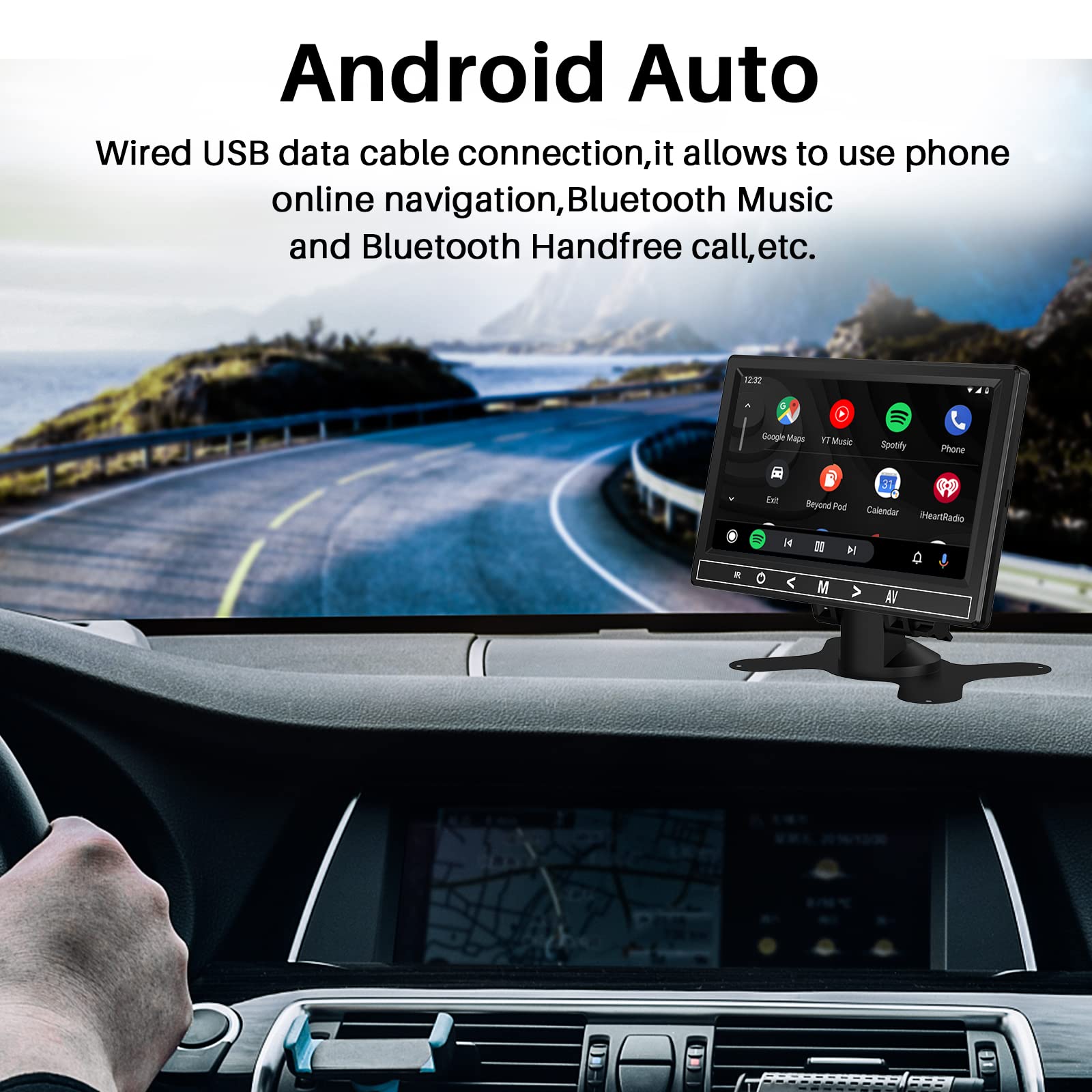 ESSGOO 7" Portable Car Stereo Receiver Apple CarPlay Android Auto Radio