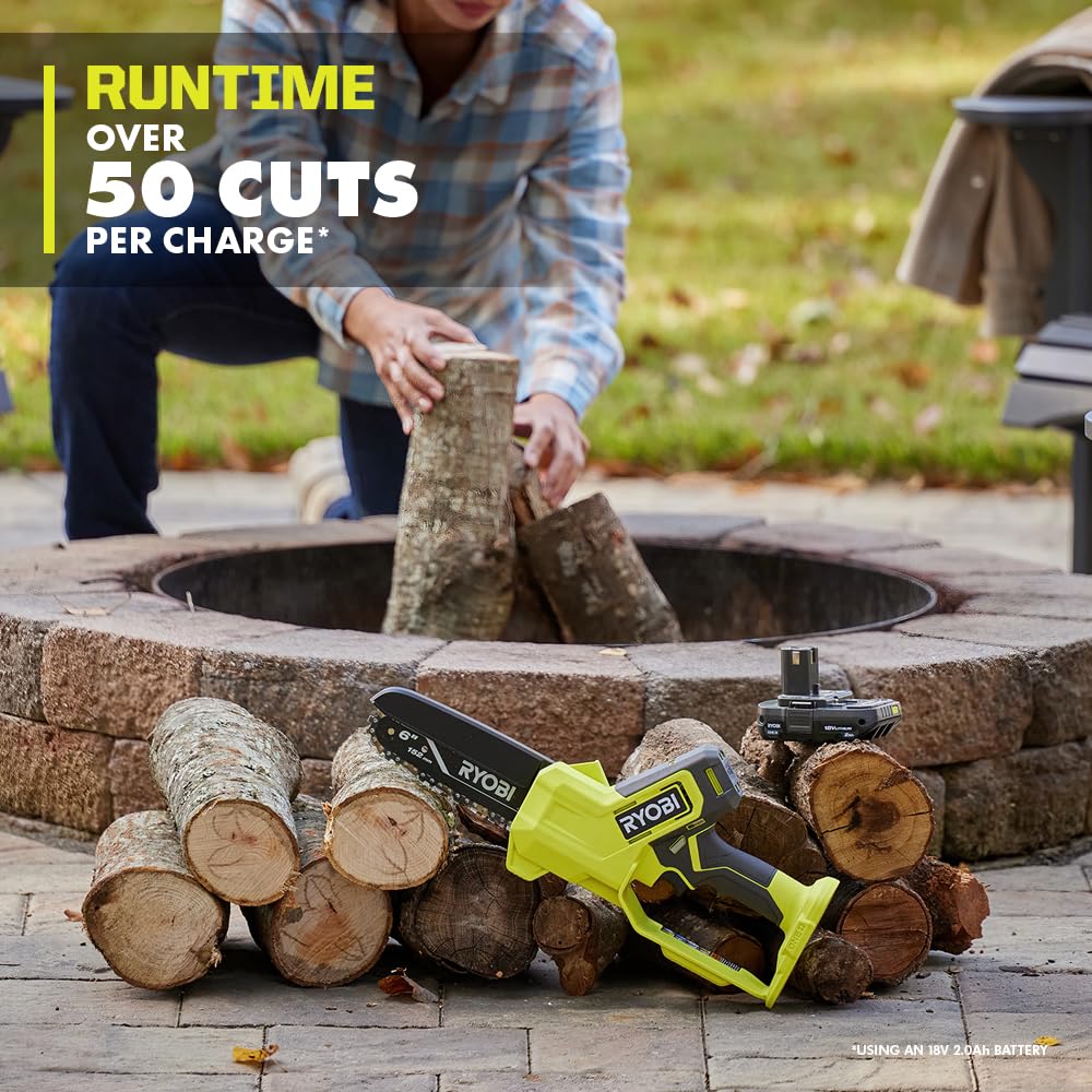 Open Box -  RYOBI ONE+ 18V 6 in. Cordless Battery Compact Pruning Mini Chainsaw (Tool Only)