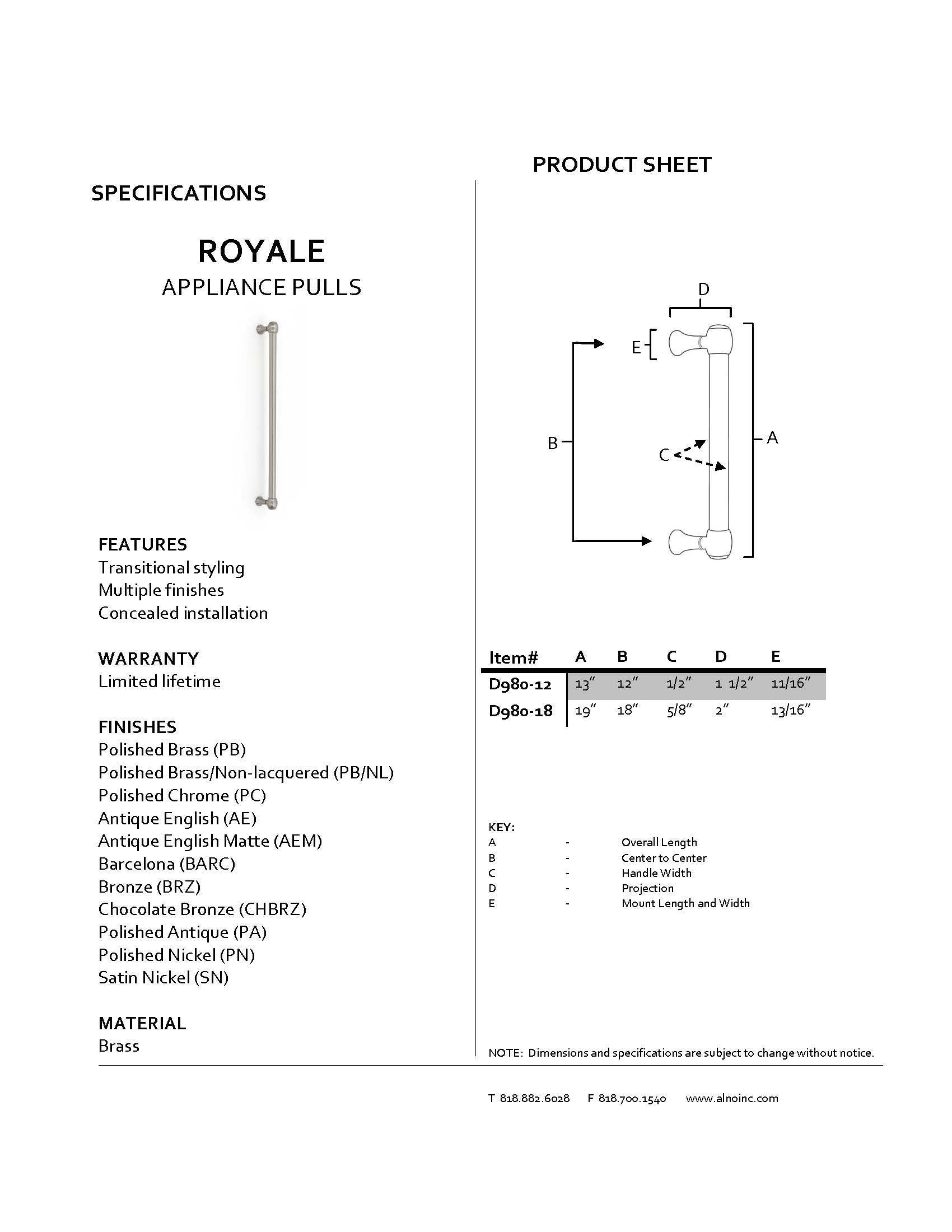 Open Box - Alno D980-18-AEM - Pulls Cabinet Hardware