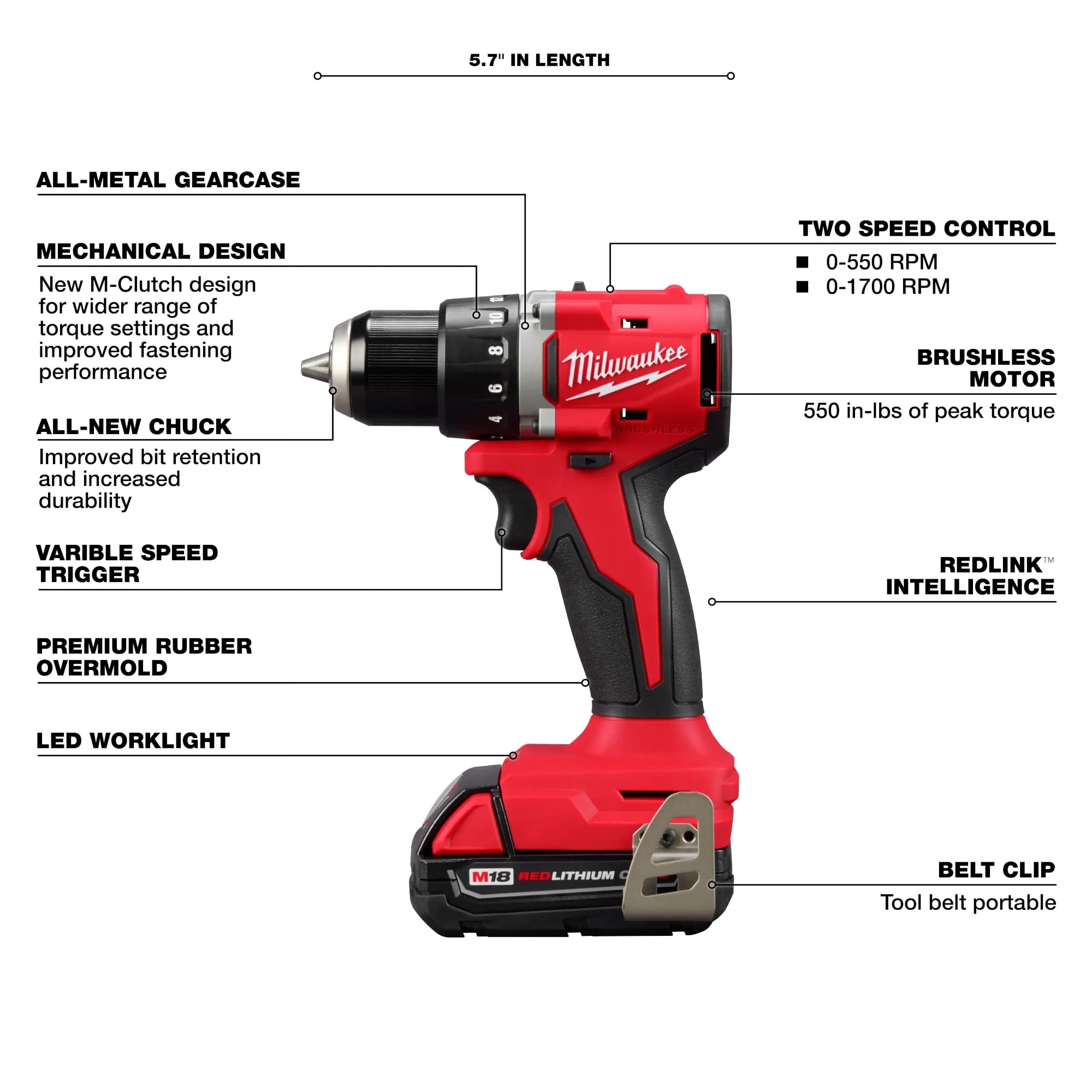 Open Box -  Milwaukee M18 18-Volt Lithium-Ion Brushless Cordless Compact Drill/Impact Combo Kit (2-Tool) w/(2) 2.0 Ah Batteries, Charger & Bag MilwaukeeBullseye Deals