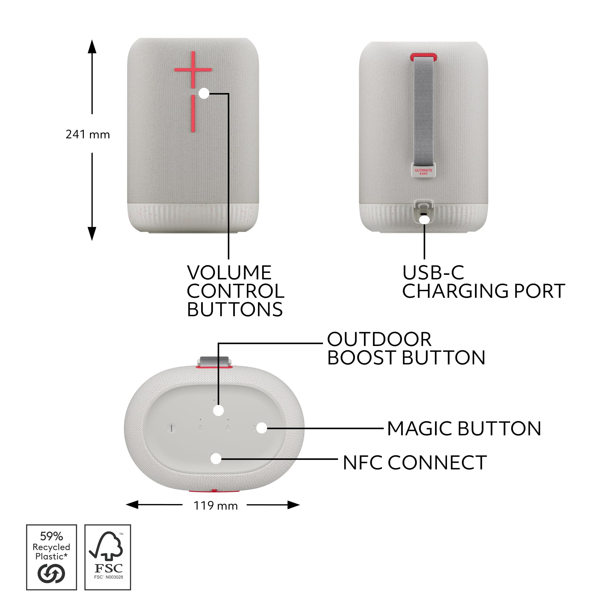 Certified Refurbished - ULTIMATE EARS EPICBOOM-COTTON WHITE-BT 984-001866