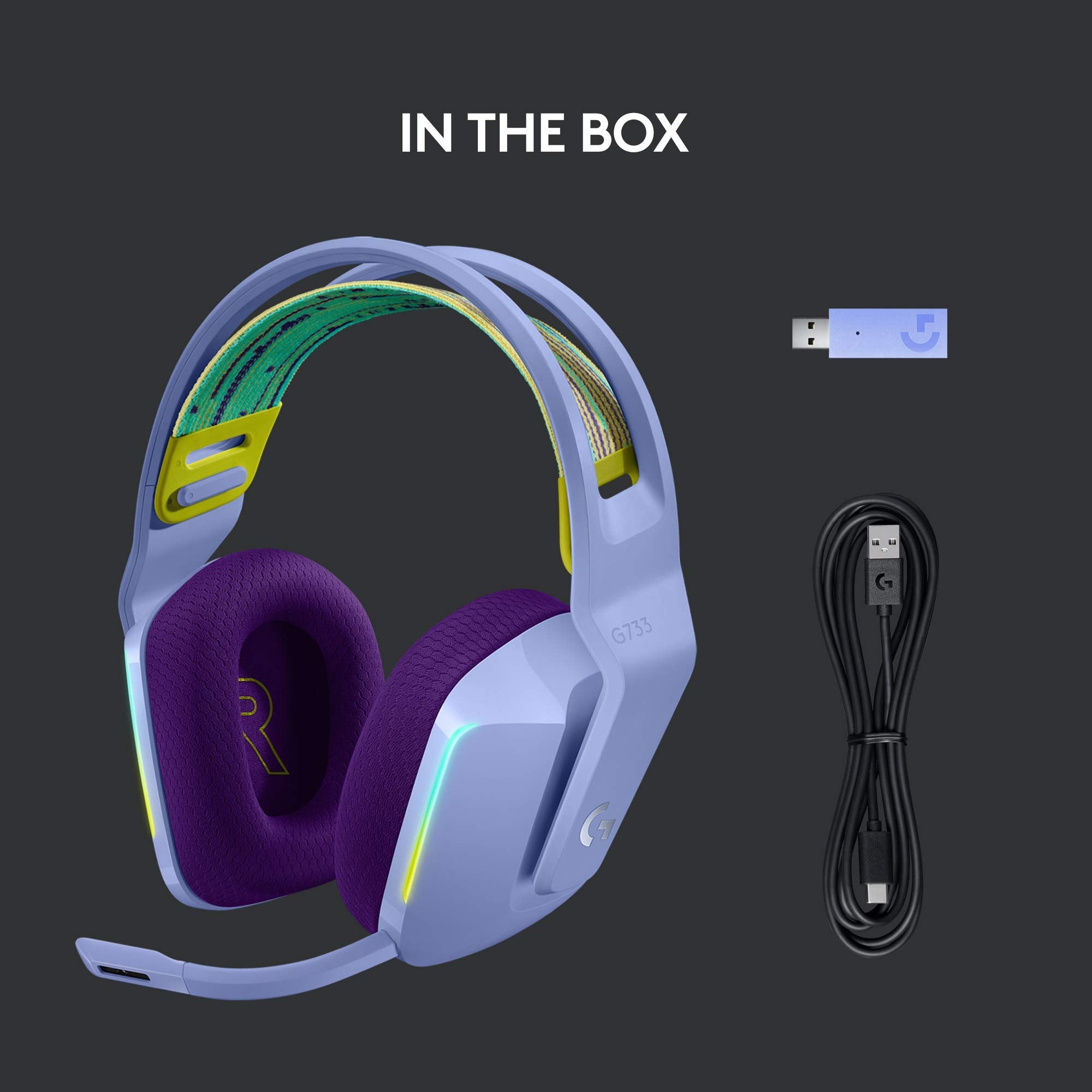 Refurbished - HEADSET PC-G733 LIGHTSPEED Wireless RGB Gaming Headset-LILAC-2.4GHZ- 981-000889