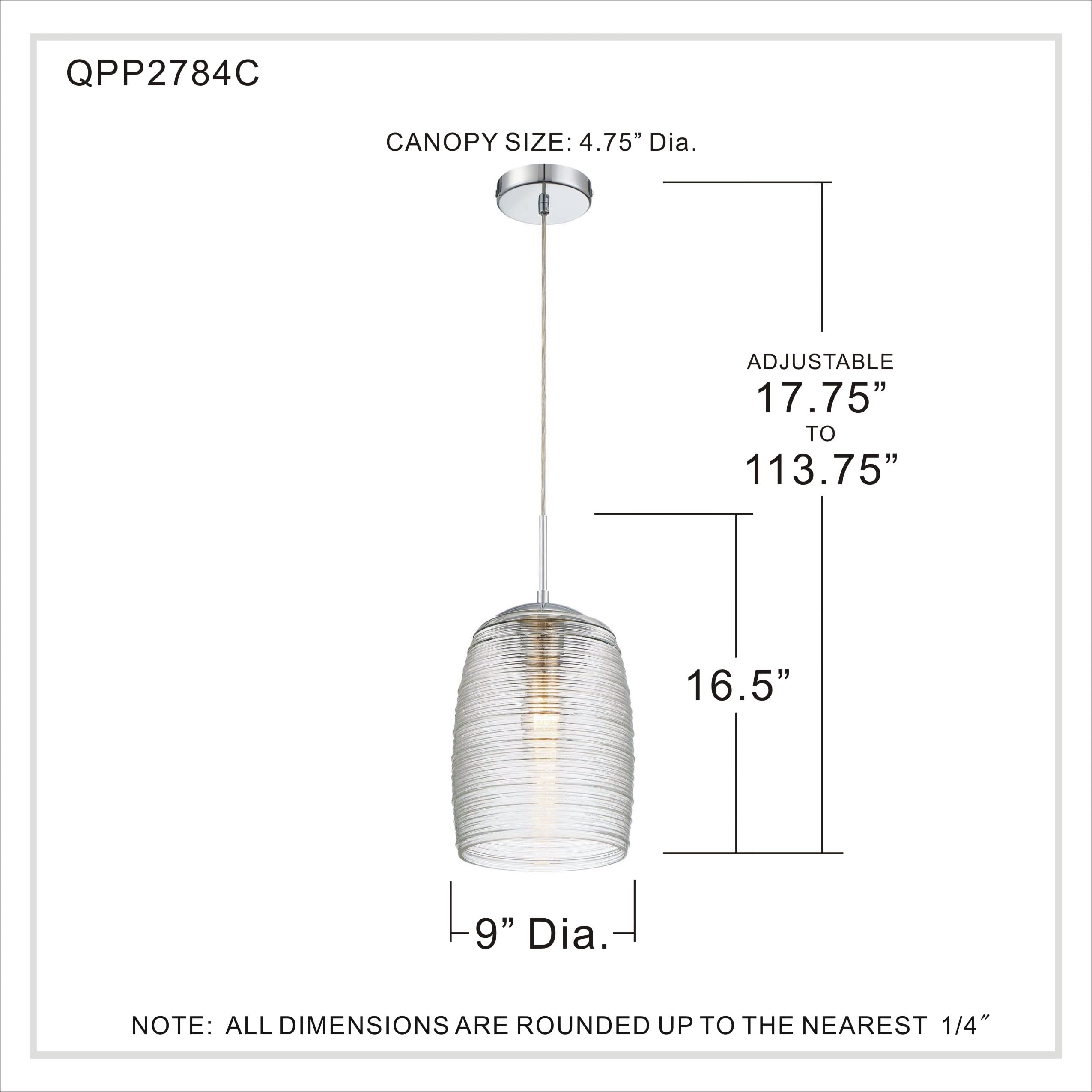 Open Box -  Quoizel Rebound 9  Wide Polished Chrome Modern Mini Pendant QuoizelBullseye Deals