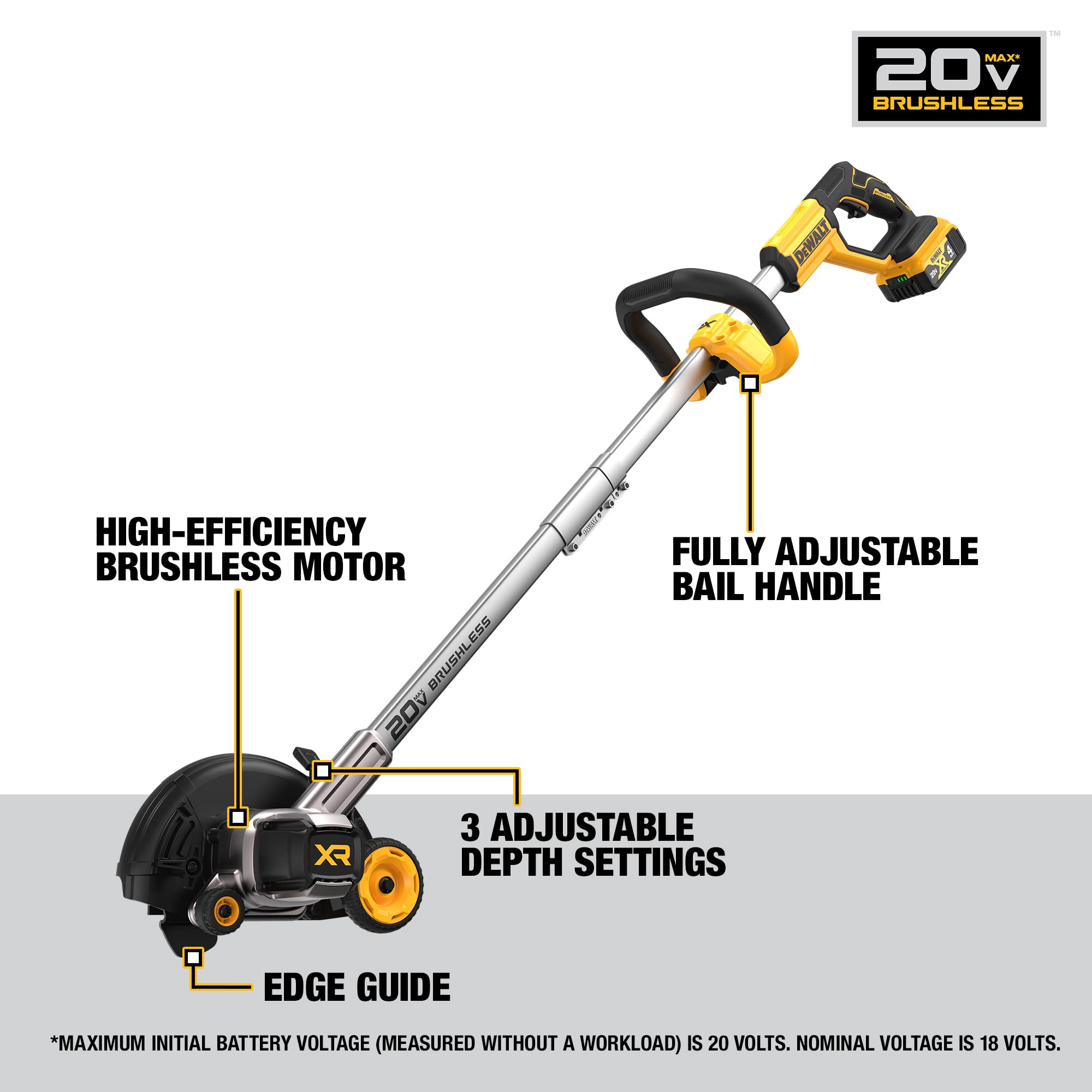 Open Box -  DEWALT 20-Volt Lithium-Ion Cordless Edger Kit with 4 Ah Battery and Charger DEWALTBullseye Deals