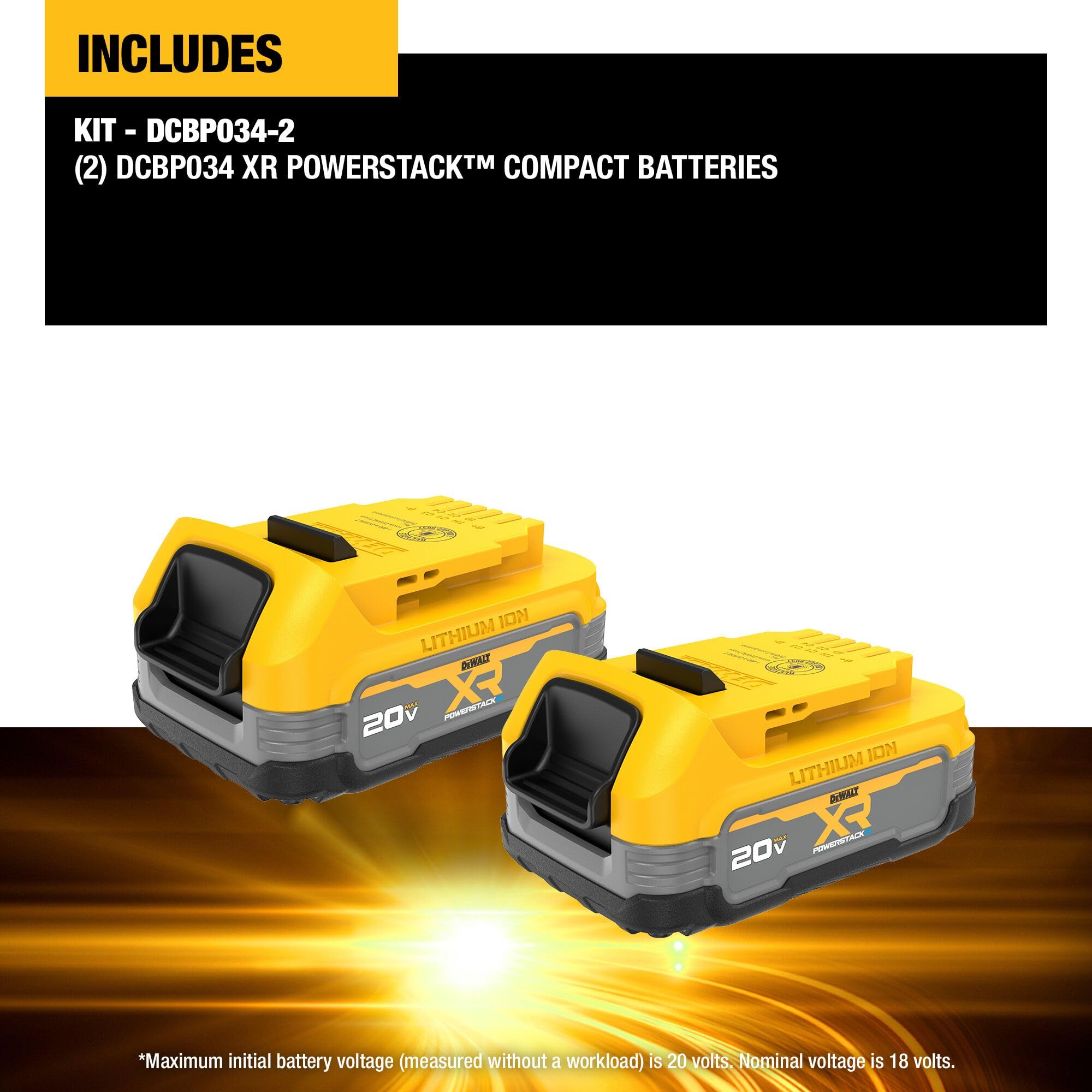Open Box -  DEWALT 20-Volt MAX POWERSTACK Compact Battery (2-Pack) DEWALTBullseye Deals