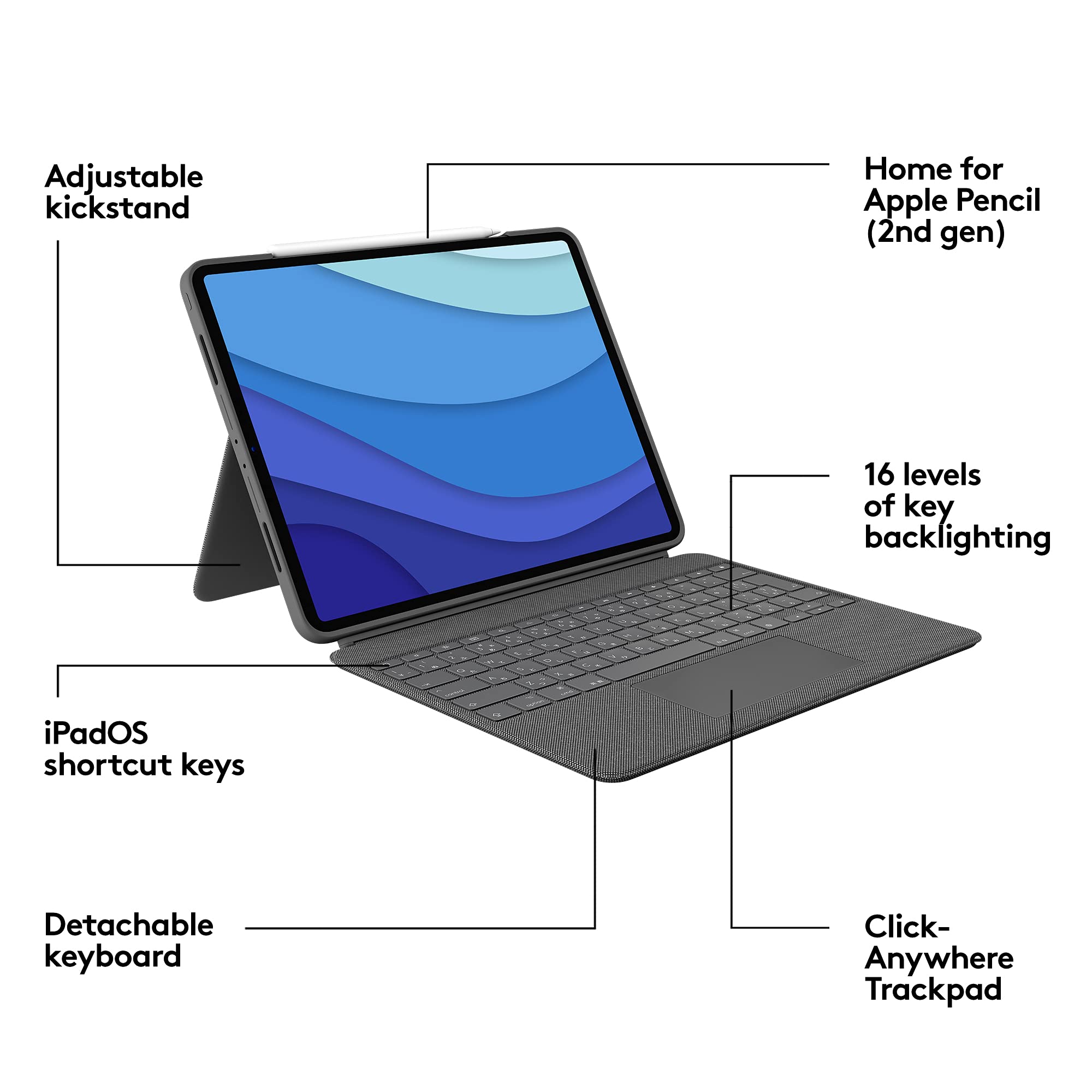 Refurbished - Combo Touch for iPad Pro 12.9-inch (5th and 6th gen)-GREY-US-OTHERS 920-010097