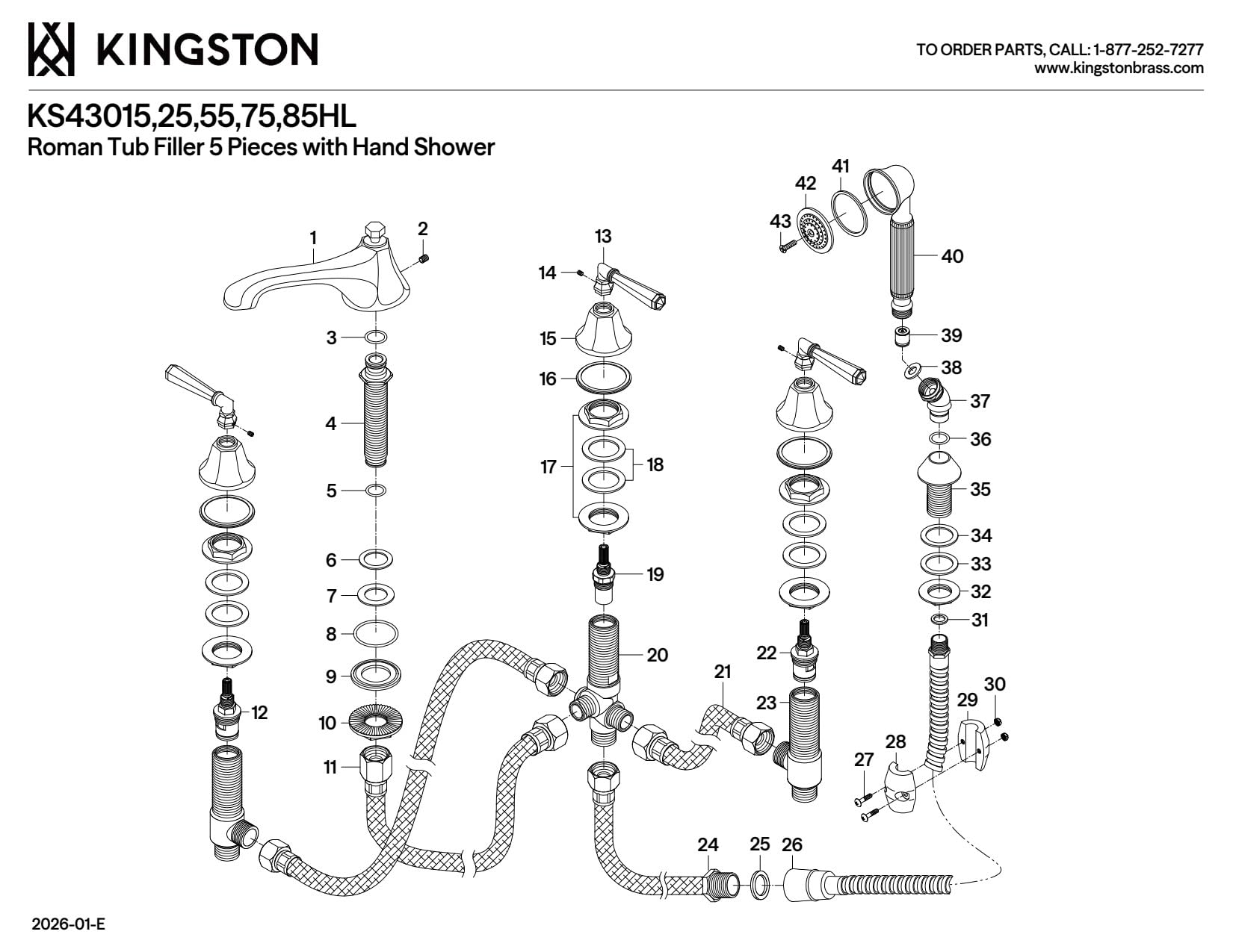 Open Box - Kingston Brass KS43015HL - Roman Tub Faucet
