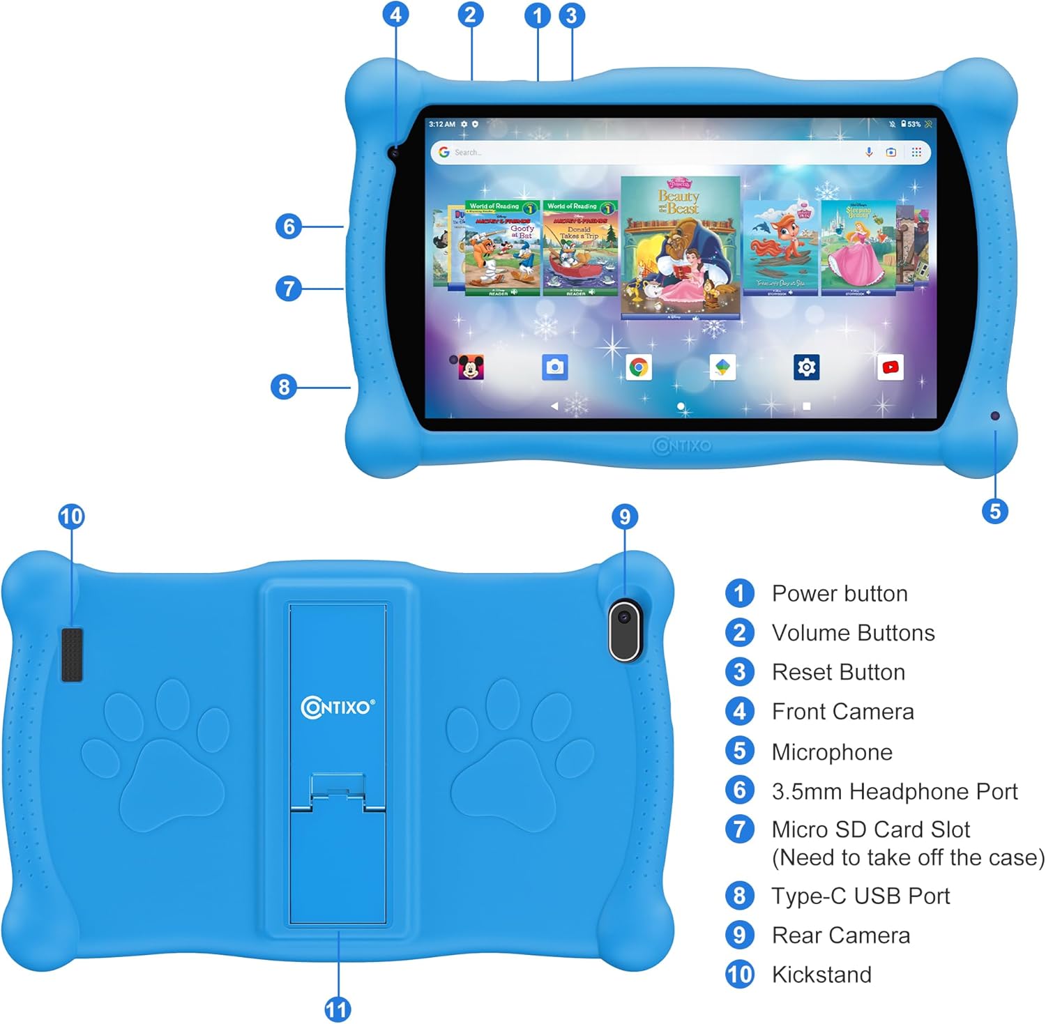 Contixo V10 Tablet 32gb 7  Blue Wi-fi Bluetooth