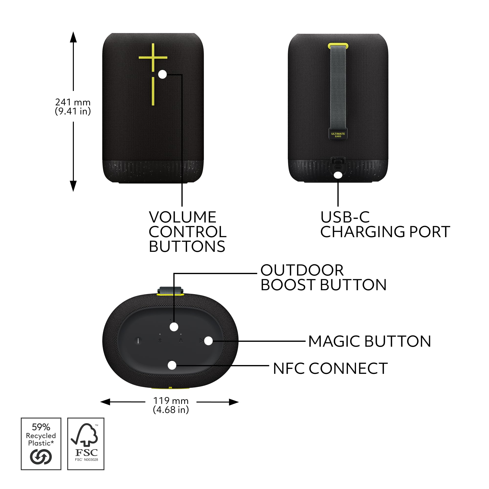 Certified Refurbished - ULTIMATE EARS EPICBOOM-CHARCOAL BLACK-BT 984-001862