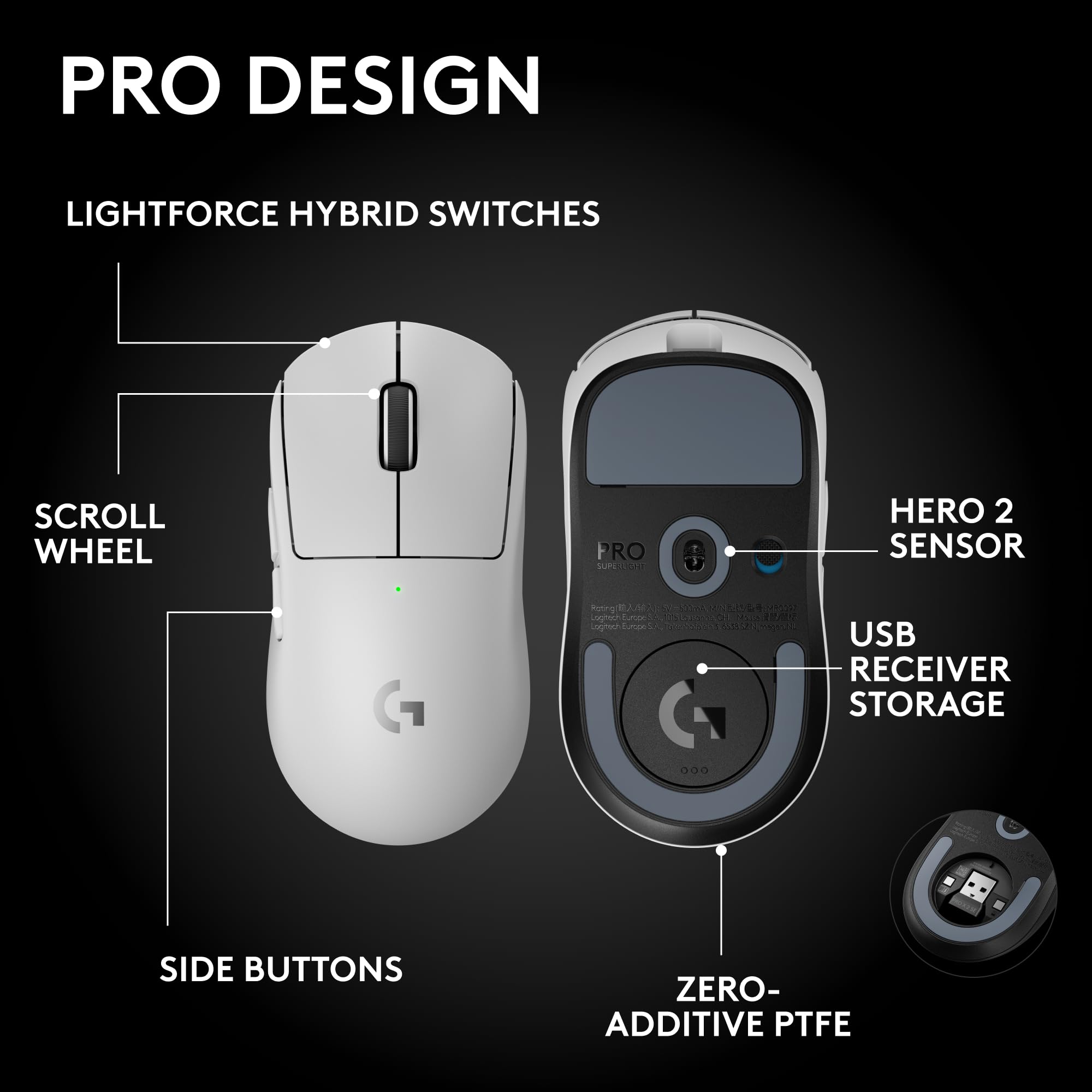 Open Box -  G PRO X SUPERLIGHT 2 LIGHTSPEED Gaming Mouse-WHITE-2.4GHZ-#215 910-006636