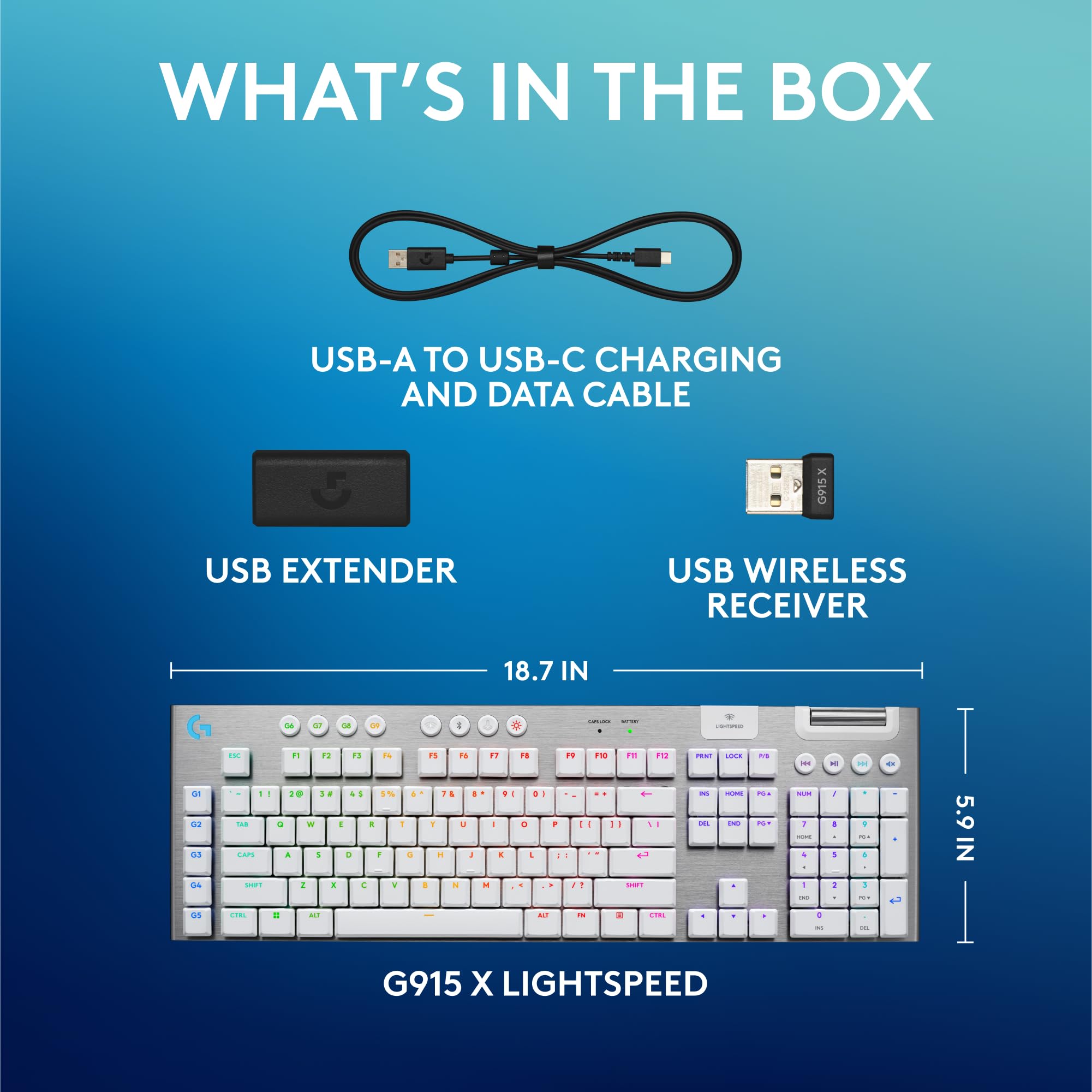 Refurbished - G915 X LIGHTSPEED Wireless Low Profile Gaming Keyboard - White
