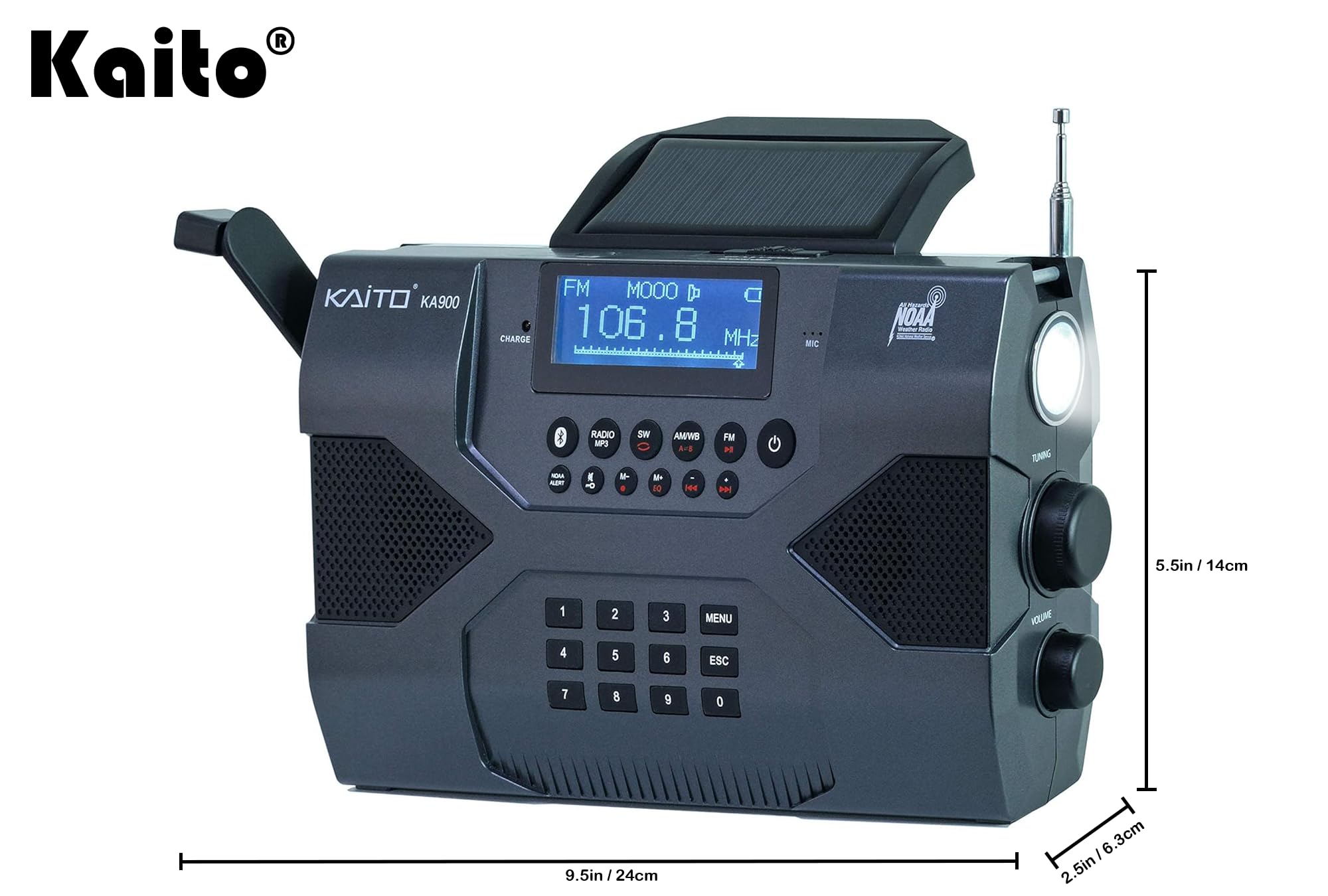 Kaito Voyager Max KA900 Digital Emergency Radio Black