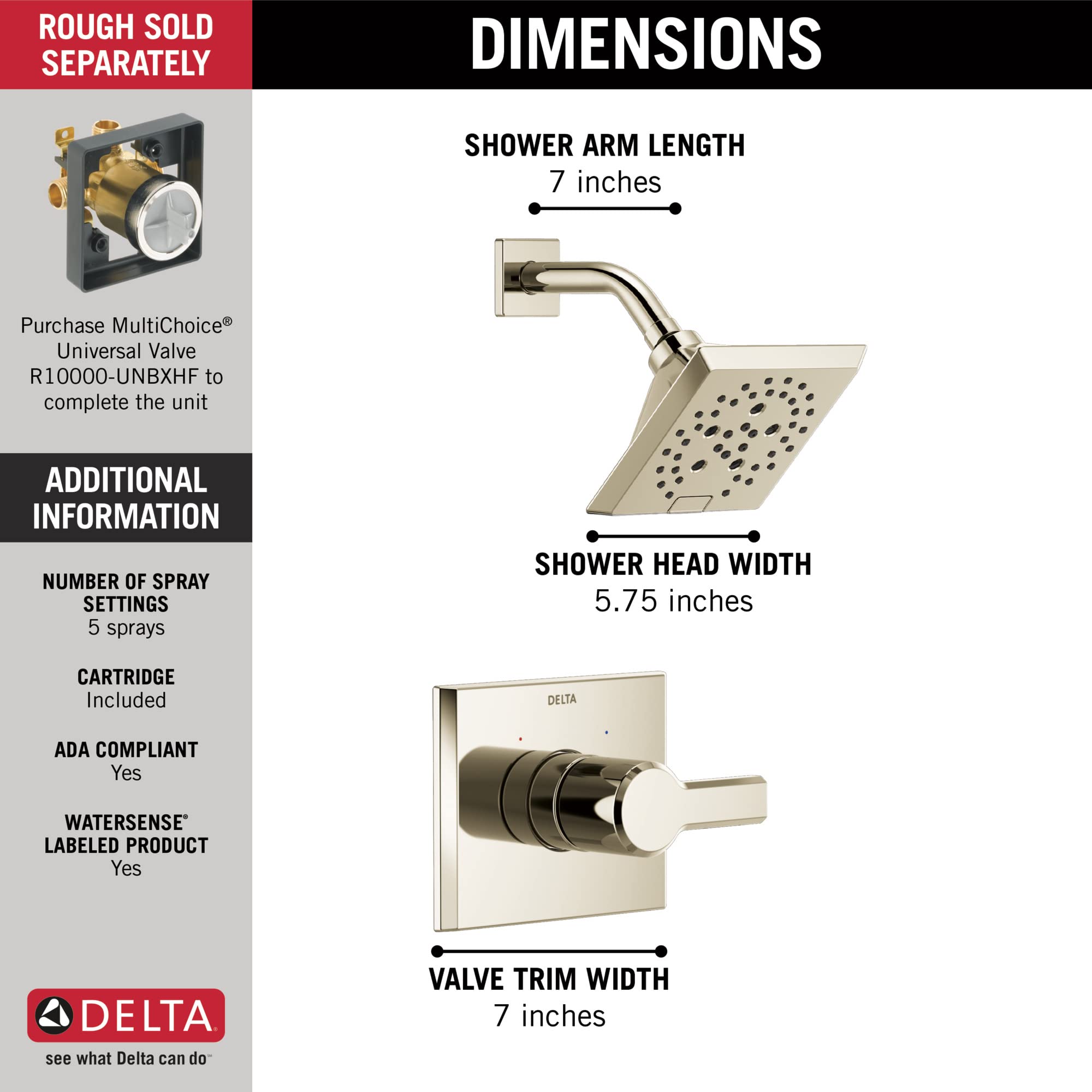 Open Box - Delta T14299-PN-PR - Shower Only Showers