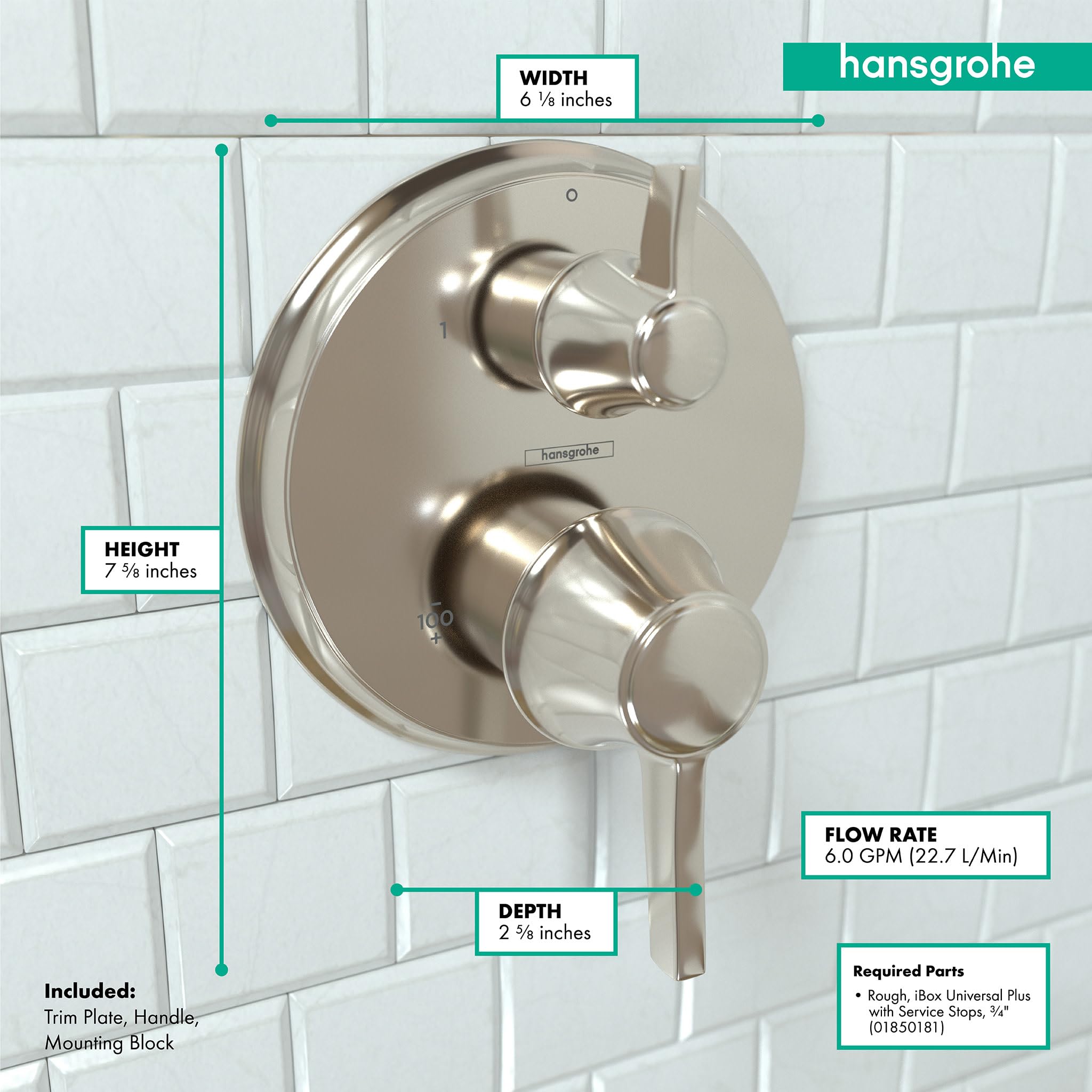 Open Box - Hansgrohe 15752831 C Thermostatic Valve Trim with Integrated Volume Control - Less Valve
