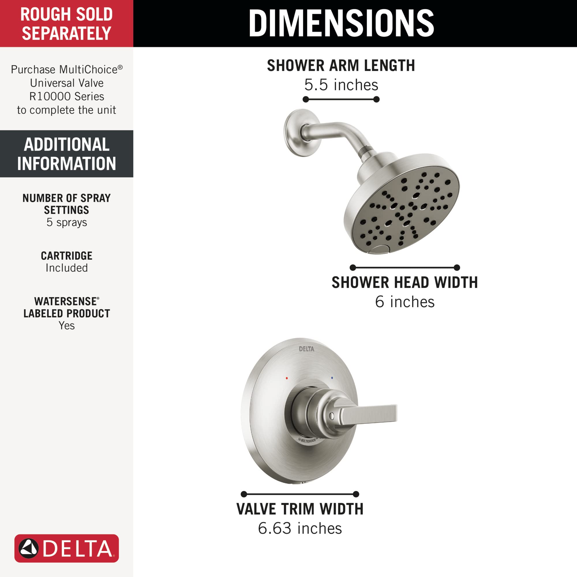 Open Box - Delta T14289-SS-PR - Shower Only Showers