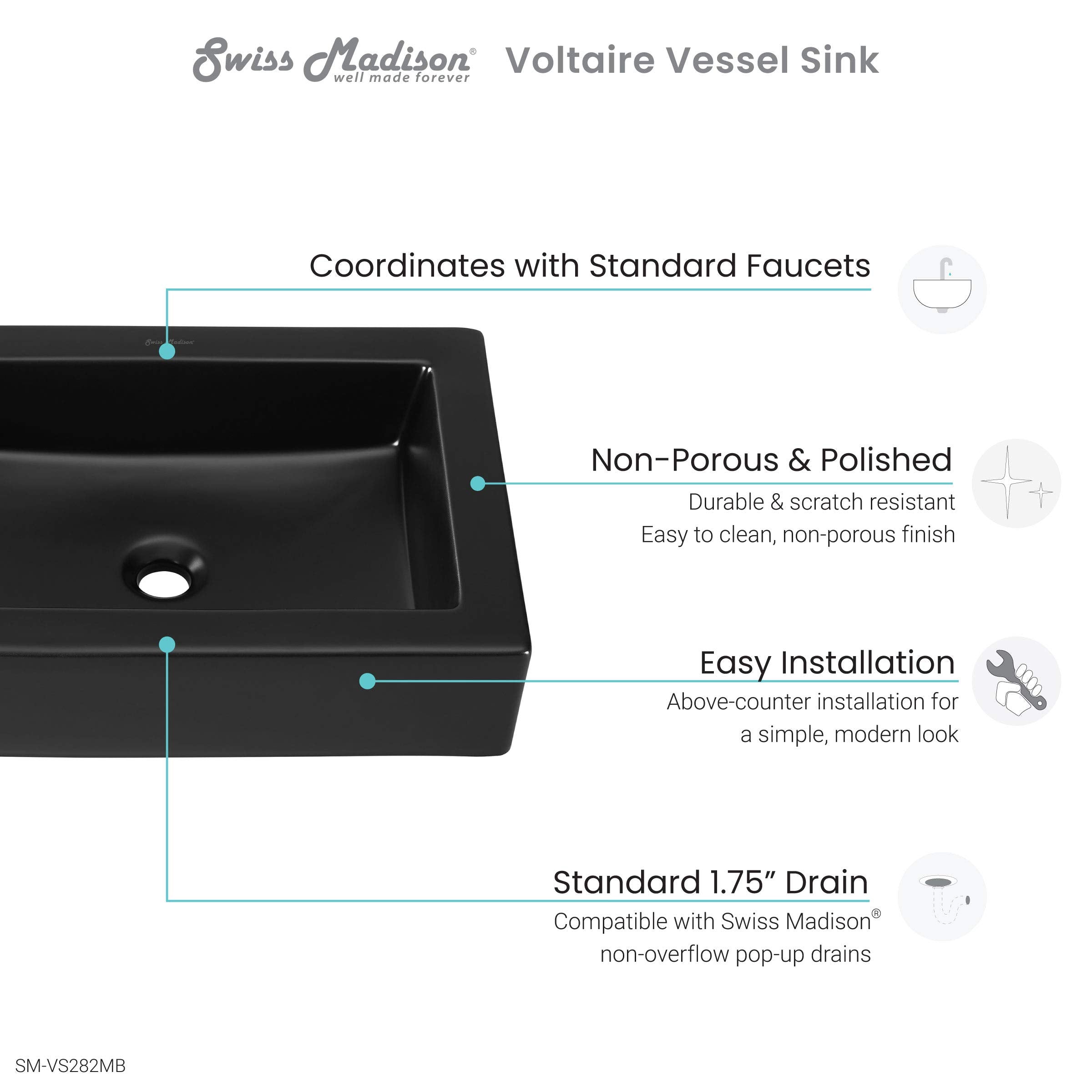 Open Box - Swiss Madison SM-VS282MB - Lavatory Sink Fixture