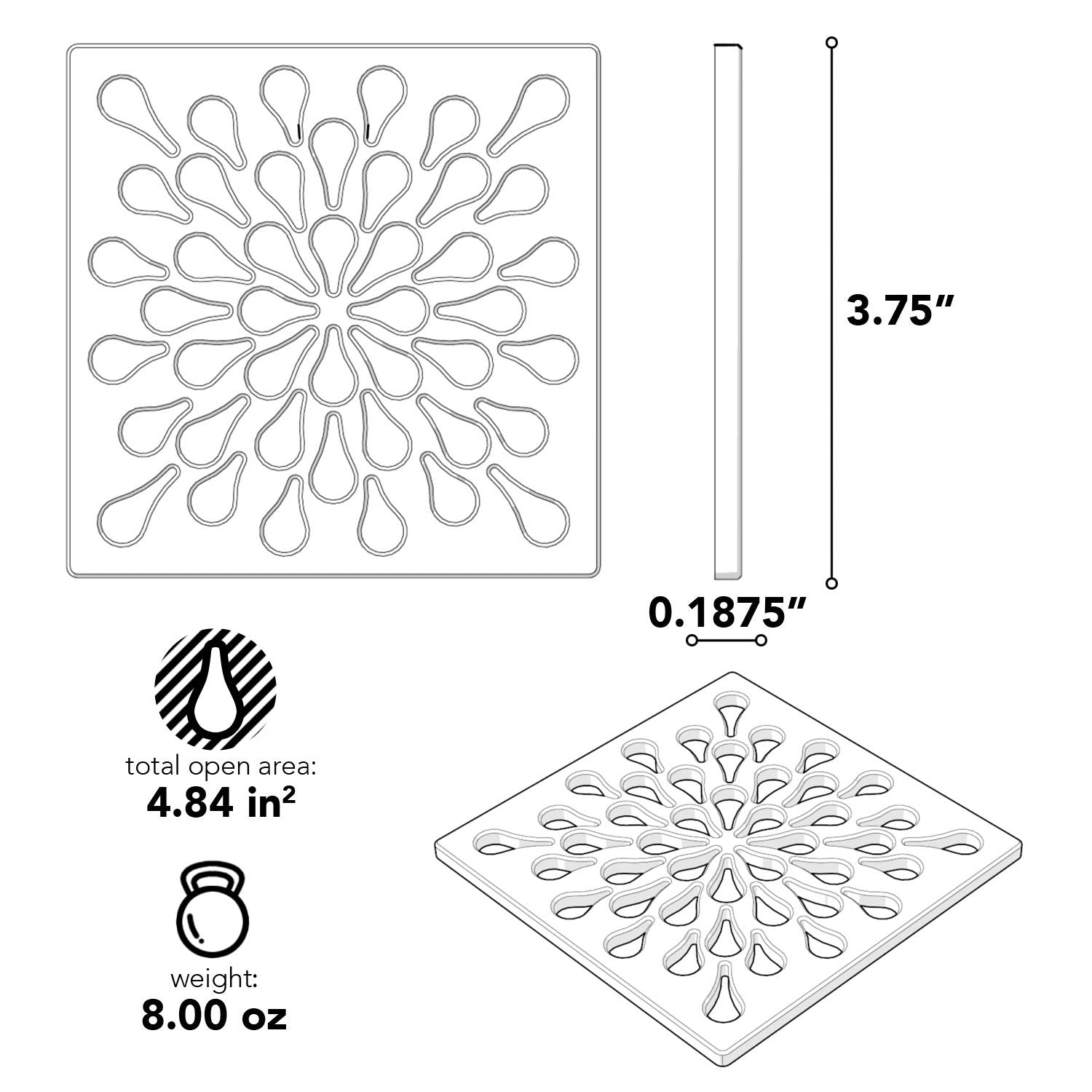 Open Box - Ebbe America E4805-PC - Shower Drains Showers