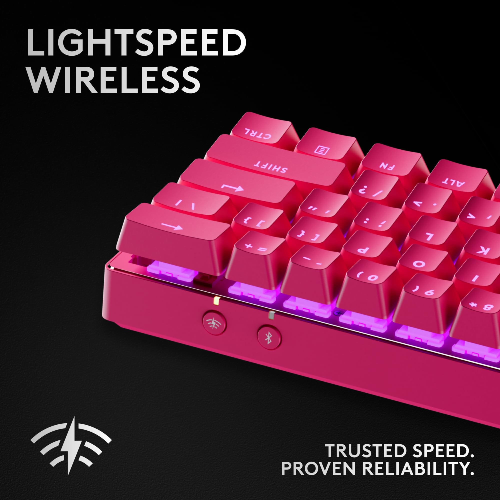 Refurbished - PRO X 60 LIGHTSPEED Wireless Gaming Keyboard (Tactile)-MAGENTA-US-2.4GHZ/BT-N/A-AMR-403-TACTILE SWIT