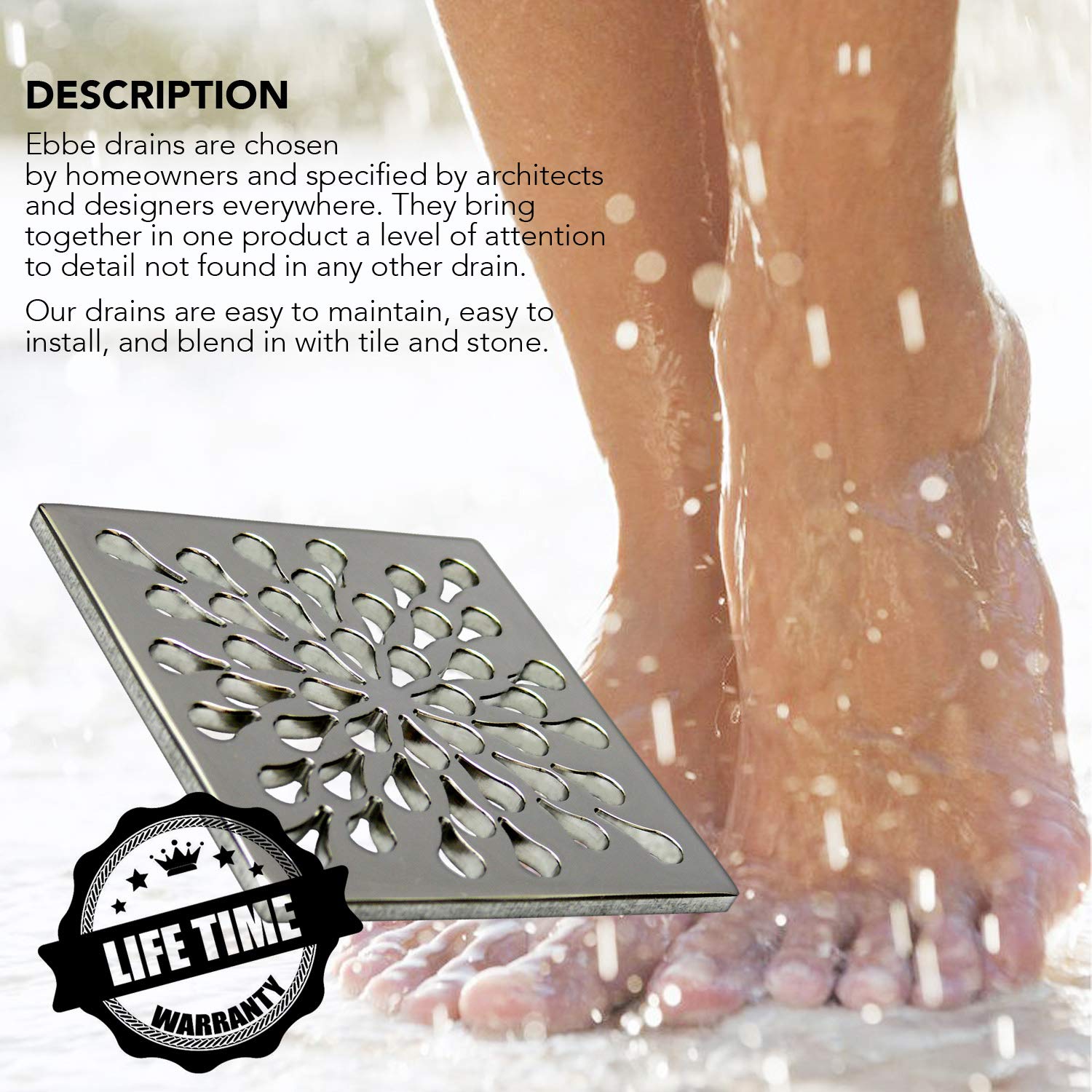 Open Box - Ebbe America E4805-PC - Shower Drains Showers