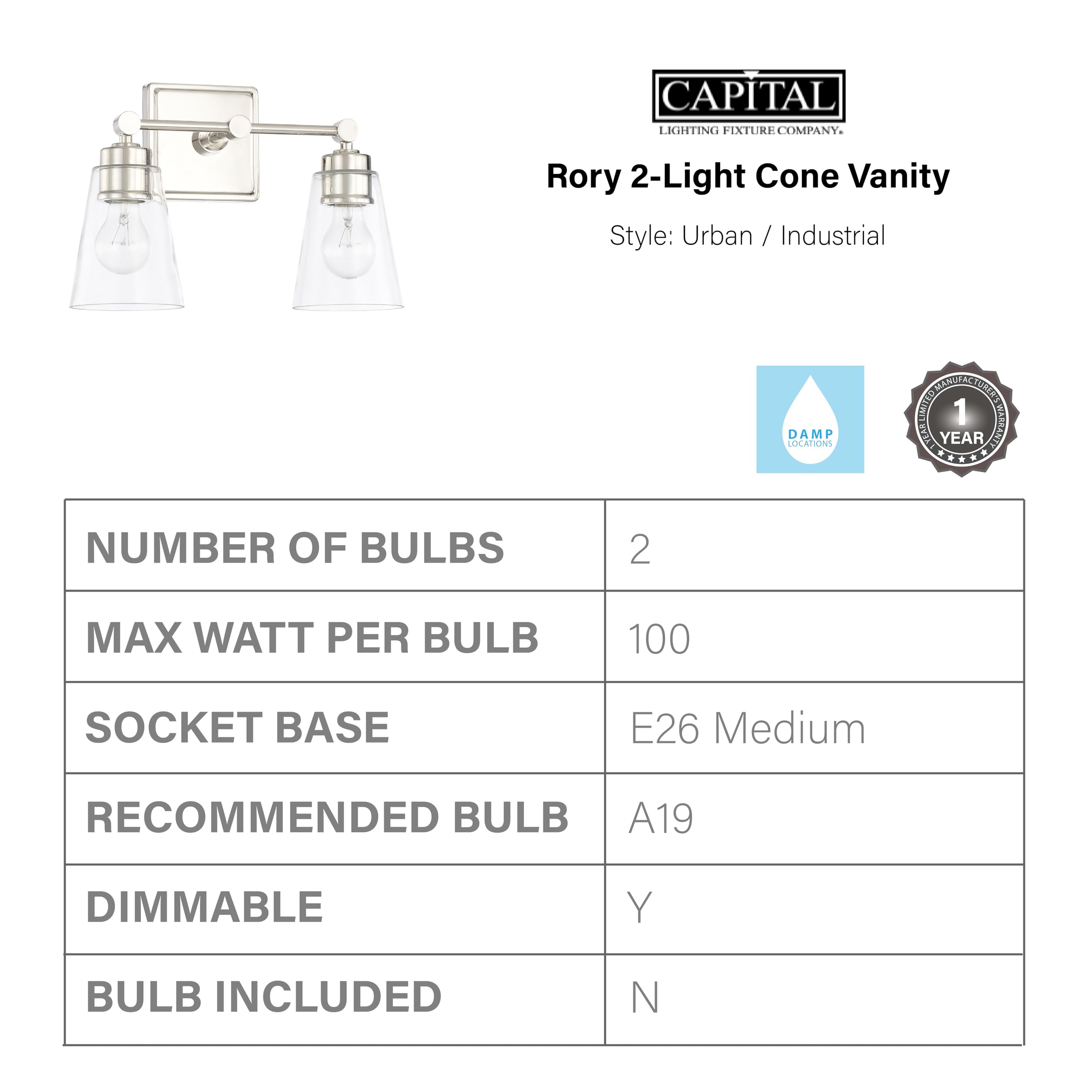 Open Box - Capital Lighting 121821PN-432 - Bathroom Fixtures Indoor Lighting