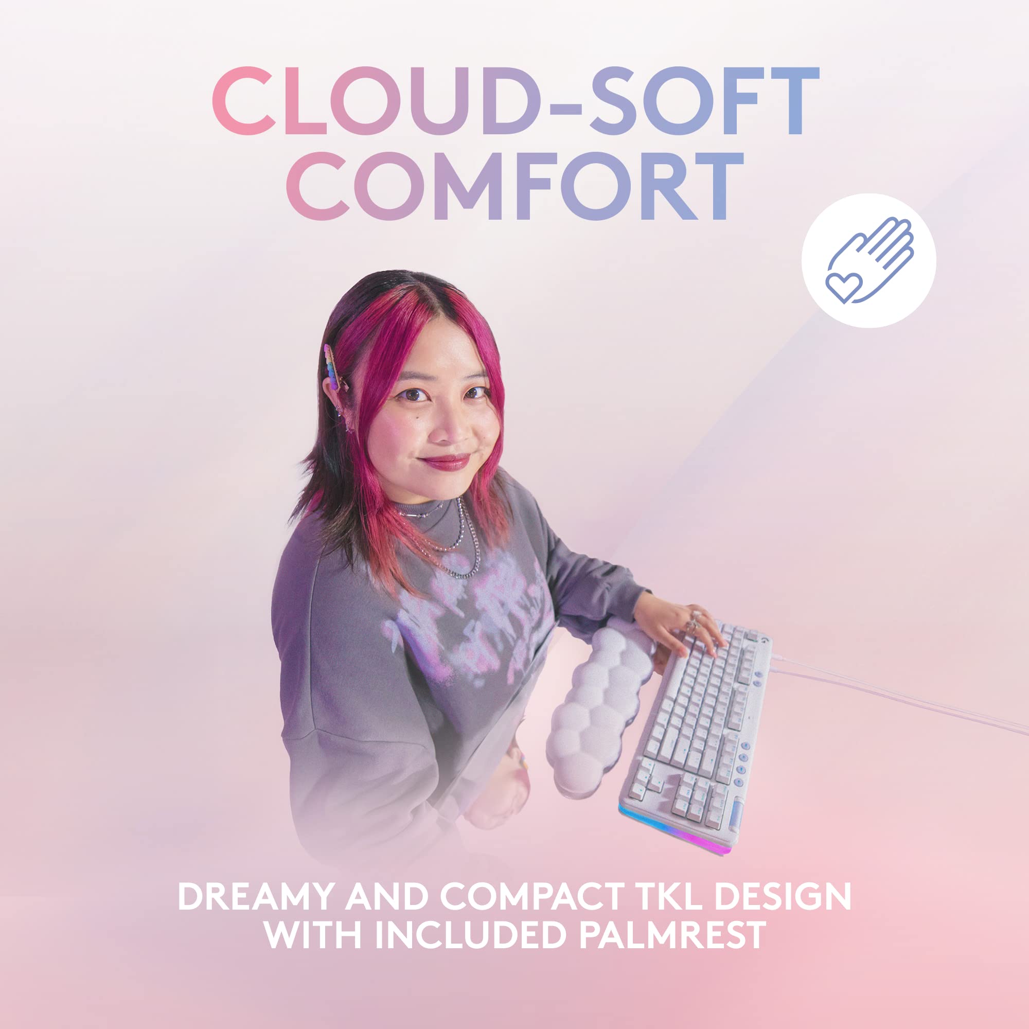 Refurbished - Logitech G713 Wired Mechanical Gaming Keyboard - GX Blue Clicky, LIGHTSYNC RGB & Palm Rest (White Mist)