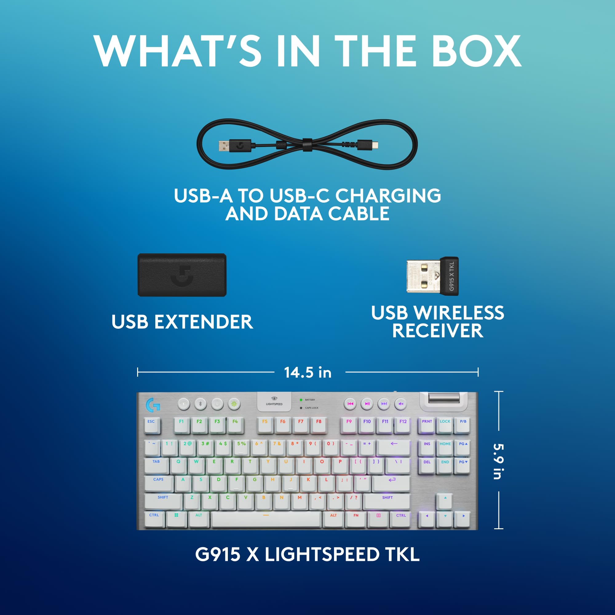 Refurbished - G915 X TKL White Tactile Wireless RGB Gaming Keyboard
