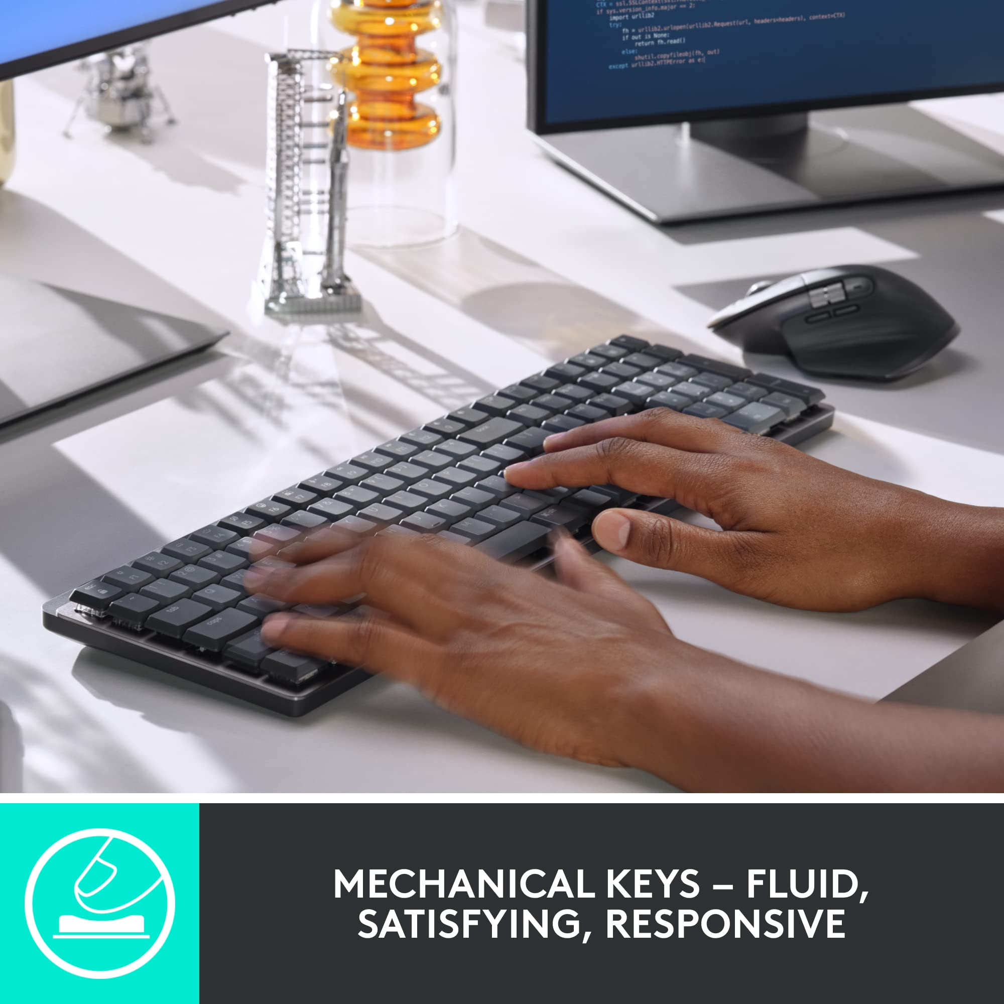 Open Box -  MX Mechanical Wireless Illuminated Performance Keyboard-GRAPHITE-US-2.4GHZ/BT-CLICKY 920-010549