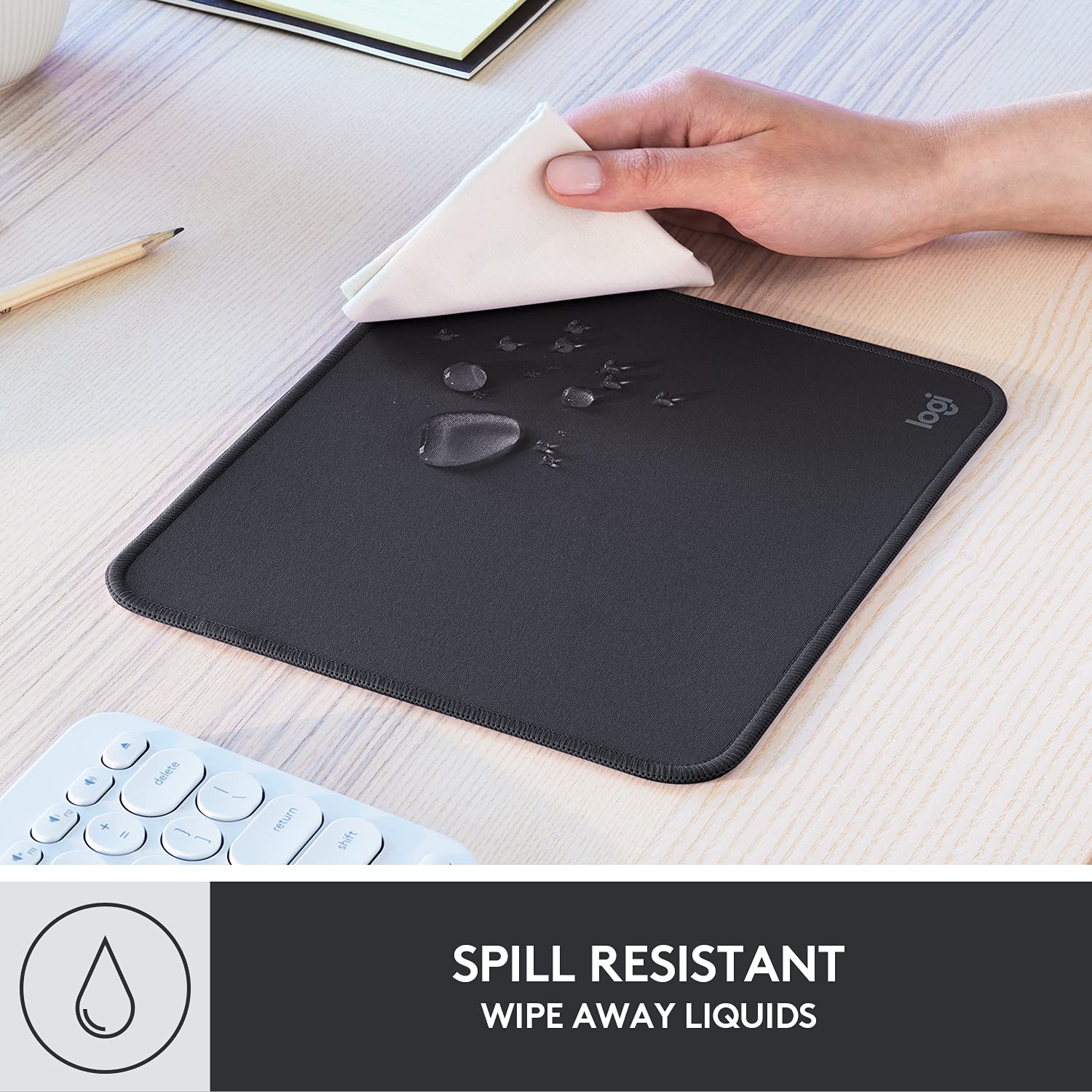 Refurbished - Logitech Studio Series Mouse Pad - Spill-Resistant, Anti-Slip Rubber Base (Graphite)