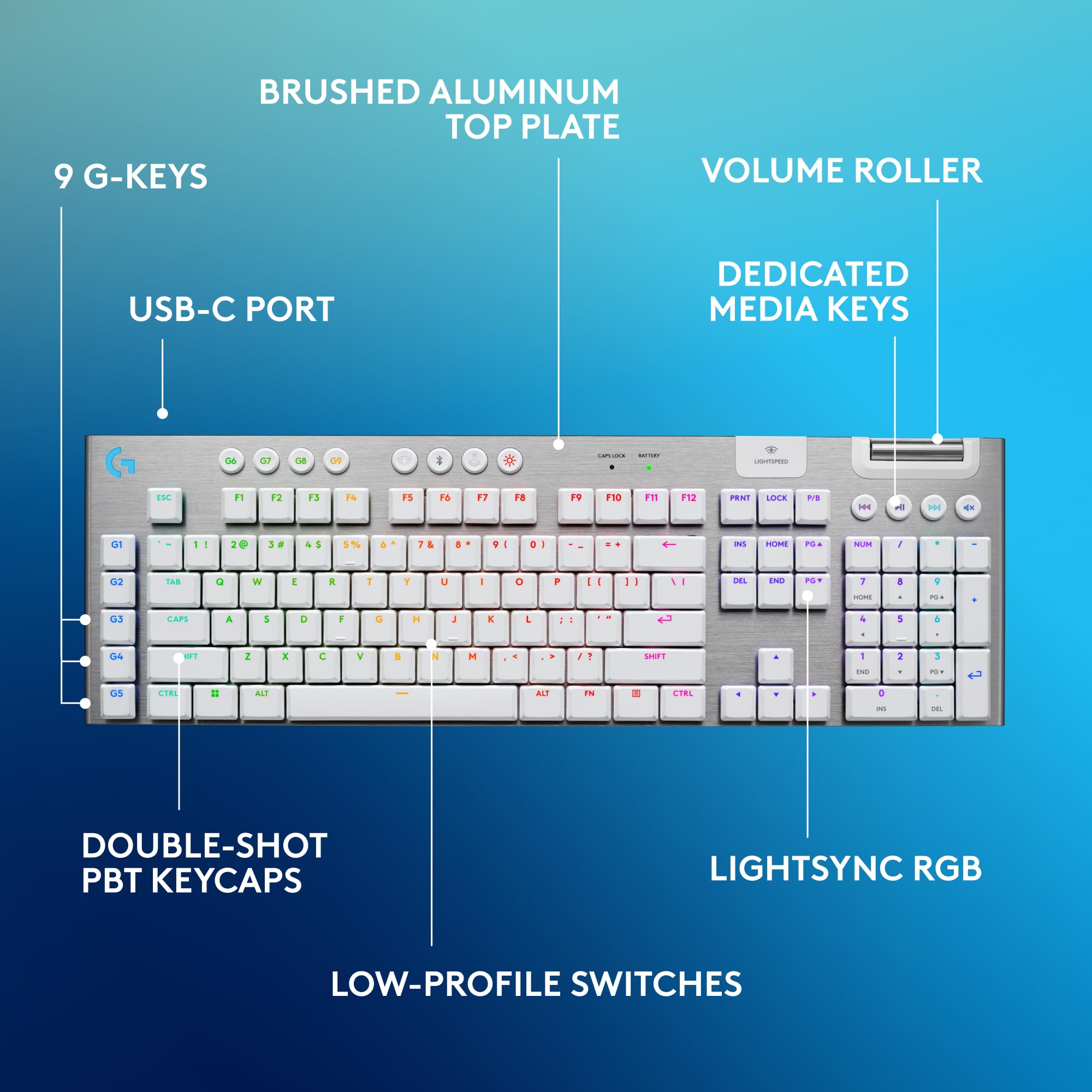 Refurbished - G915 X LIGHTSPEED Wireless Low Profile Gaming Keyboard - White