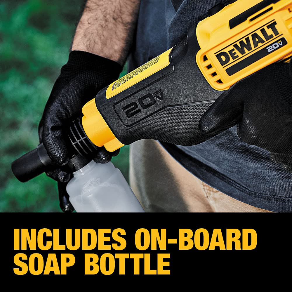 Open Box -  DEWALT 20-Volt MAX 550 PSI, 1.0 GPM Cold Water Cordless Electric Power Cleaner with 4 Nozzles, 5.0 Ah Battery and Charger DEWALTBullseye Deals