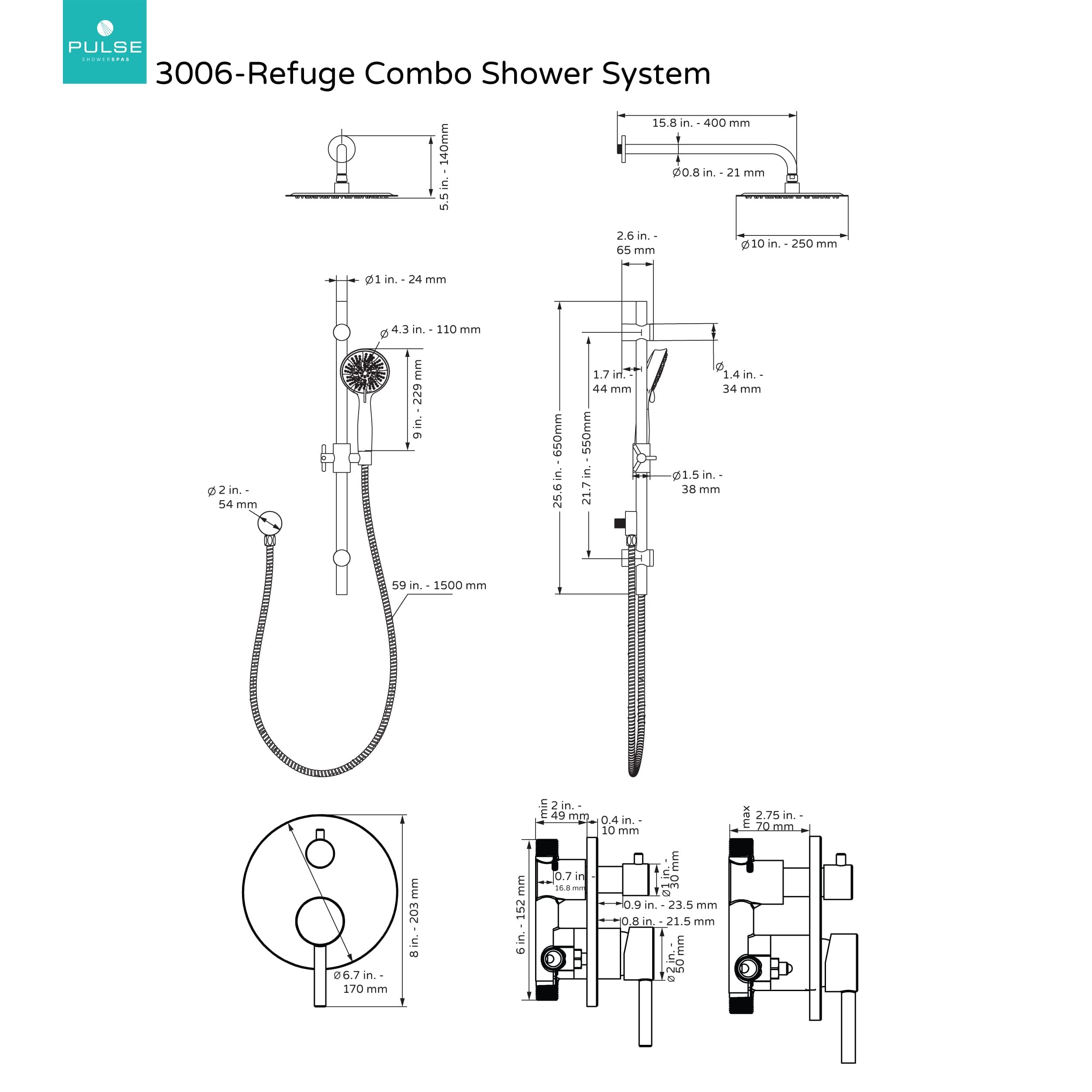 Open Box - Pulse 3006-MB-1.8GPM - Shower System Showers