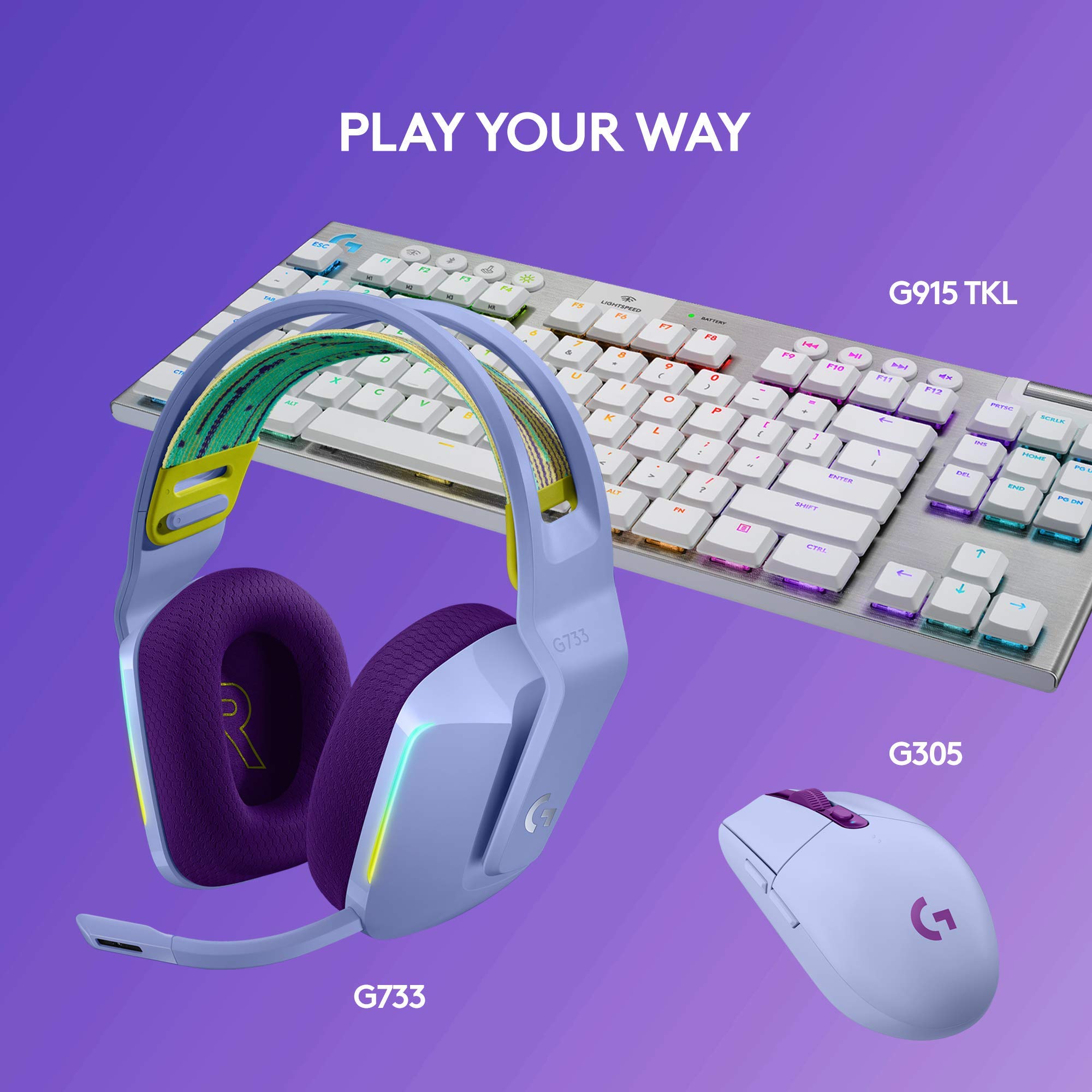 Refurbished - HEADSET PC-G733 LIGHTSPEED Wireless RGB Gaming Headset-LILAC-2.4GHZ- 981-000889