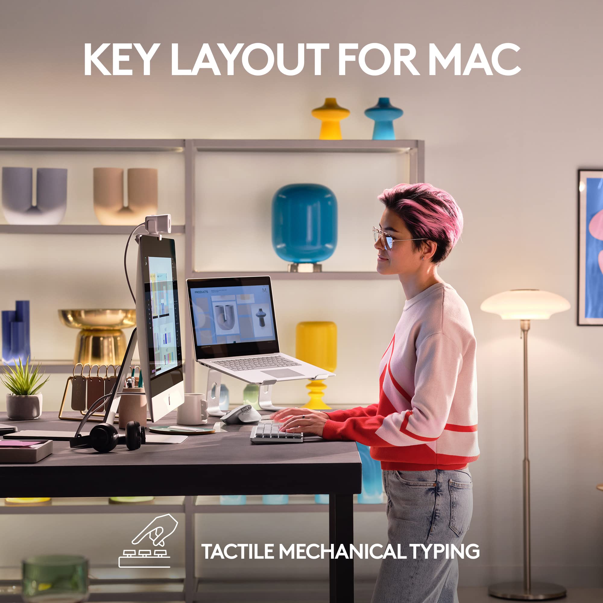 Refurbished - MX Mechanical Mini for Mac Minimalist Wireless Illuminated Keyboard-PALE GREY-US-2.4GHZ/BT-CAN-2 920-010553