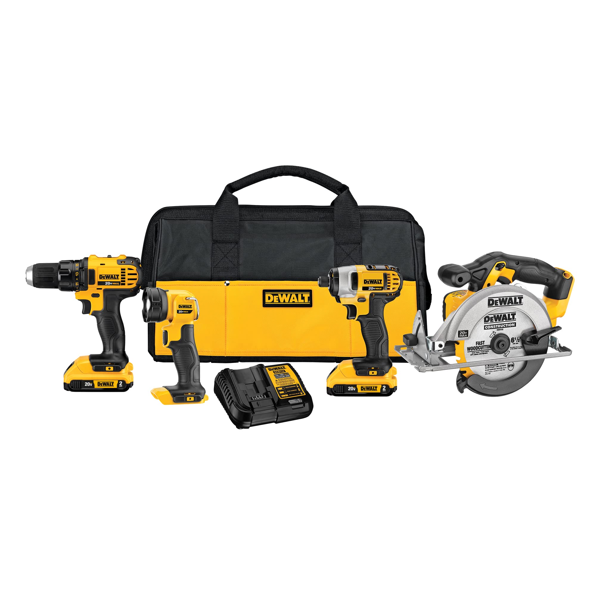 Open Box -  DEWALT DCK421D2 20V MAX Lithium-Ion 4-Tool Combo Kit, 2.0Ah