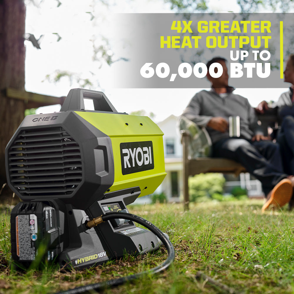 Open Box -  ONE+ 18V Cordless Hybrid Forced Air Propane Heater (Tool Only), RYOBI Green RYOBIBullseye Deals
