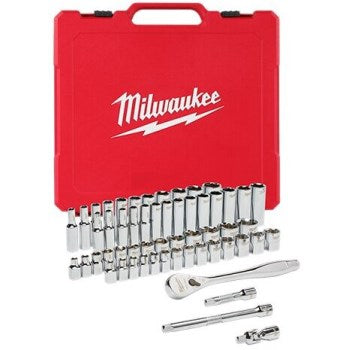 Milwaukee Electric Tools MLW48-22-9008 0.37 in. Ratchet & Socket Set - 56 Piece
