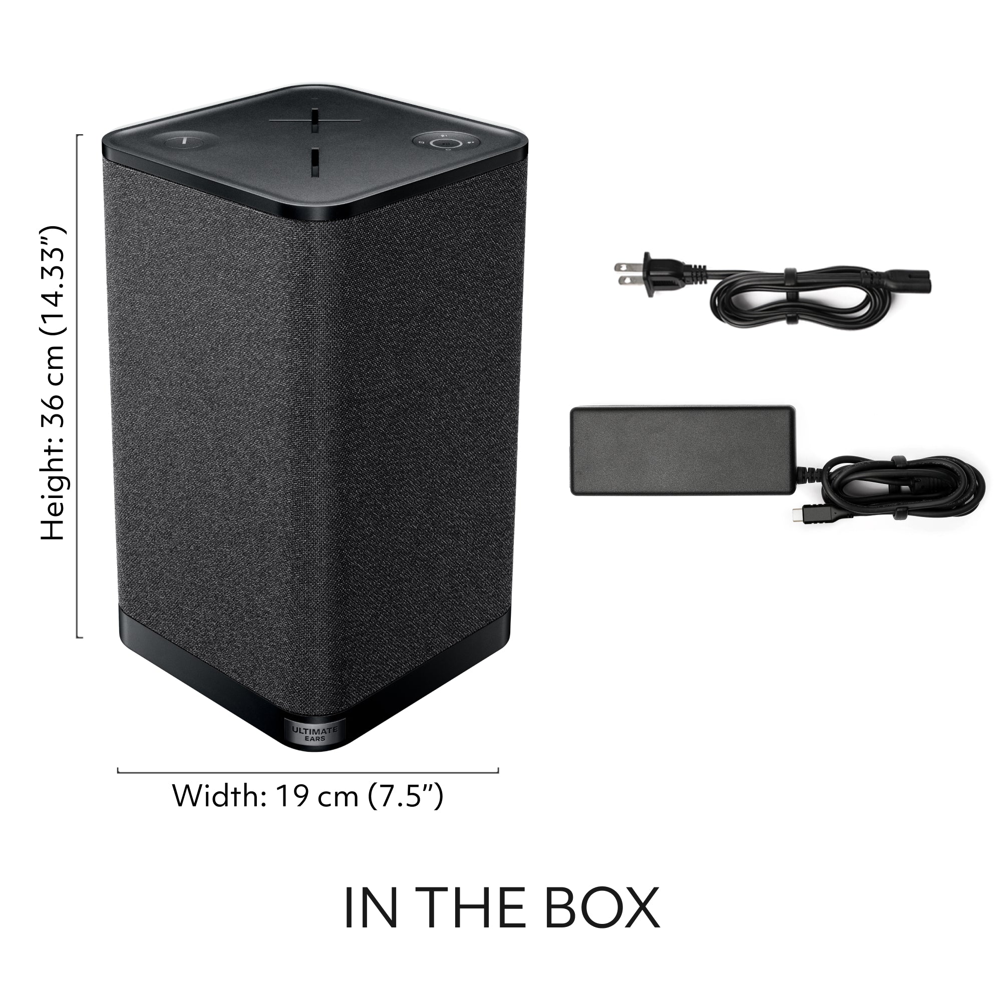 Certified Refurbished - Ultimate Ears Hyperboom Portable &  Home Wireless Bluetooth Speaker Loud Speaker Big Bass Water Resistant IPX4 150 Ft Range USB-C Black
