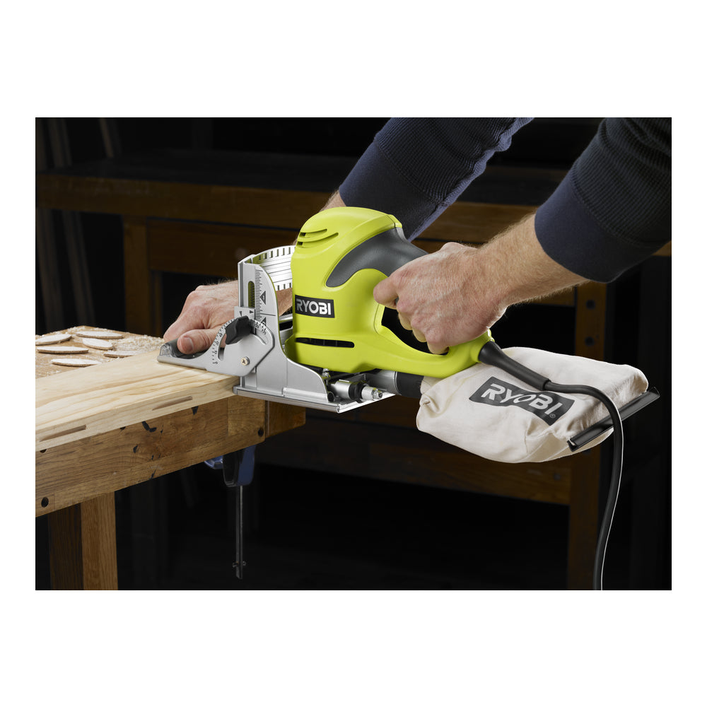 Used - RYOBI 6 Amp AC Biscuit Joiner Kit with Dust Collector and Bag