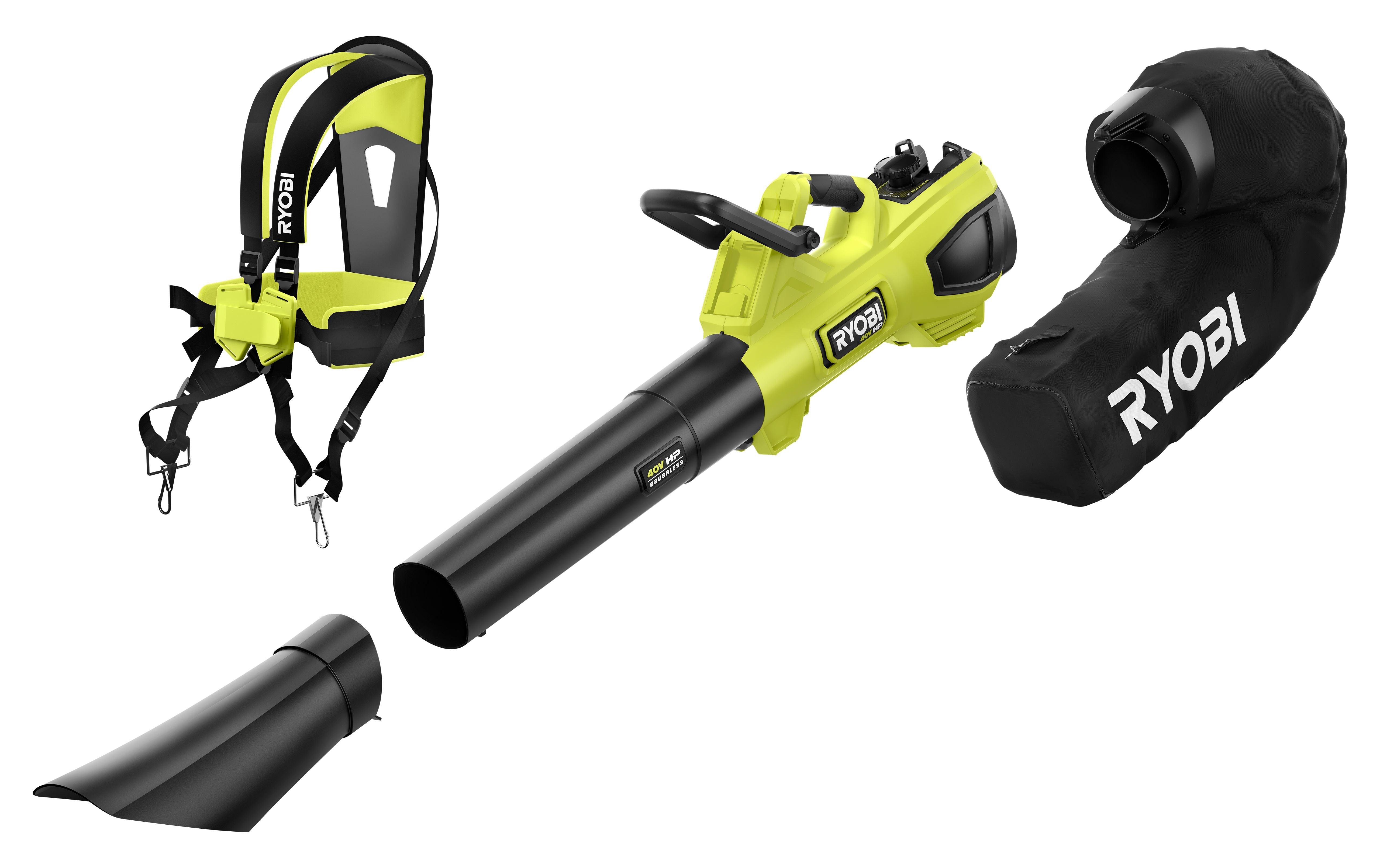 Open Box -  RYOBI 40V HP Brushless 600 CFM Cordless Leaf Blower/Mulcher/Vacuum with (2) 4.0 Ah Batteries and Charger