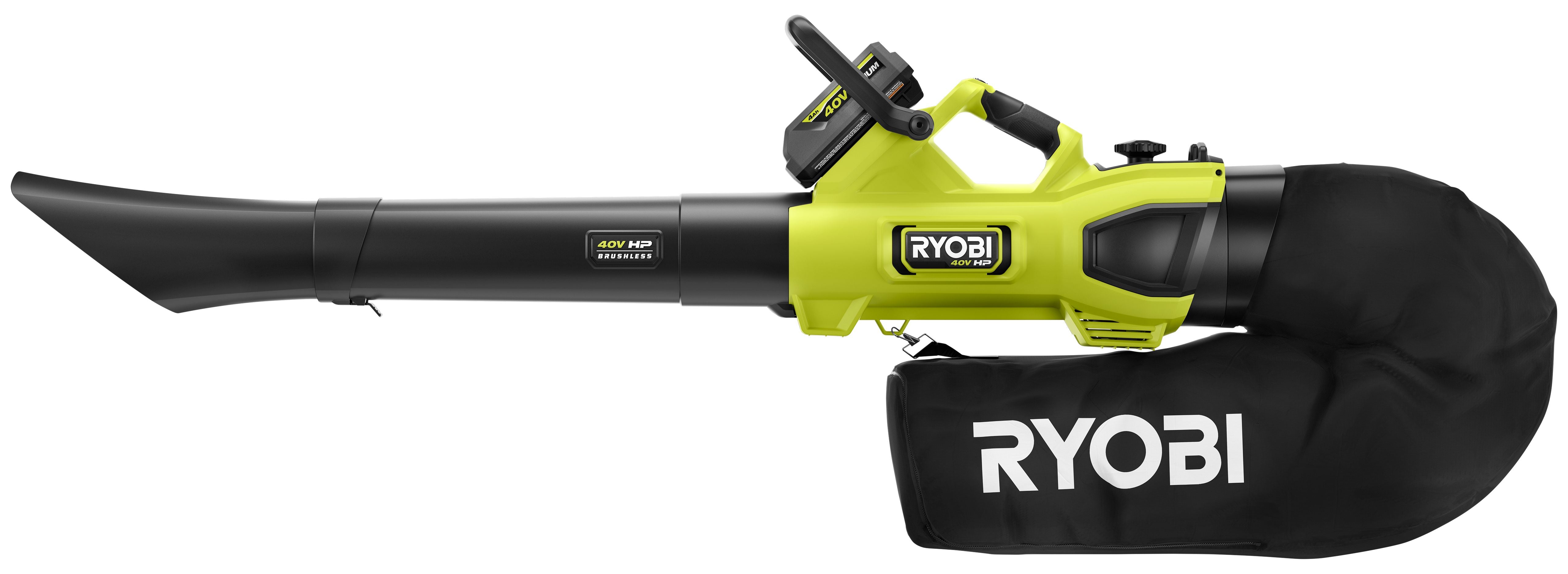 Open Box -  RYOBI 40V HP Brushless 600 CFM Cordless Leaf Blower/Mulcher/Vacuum with (2) 4.0 Ah Batteries and Charger