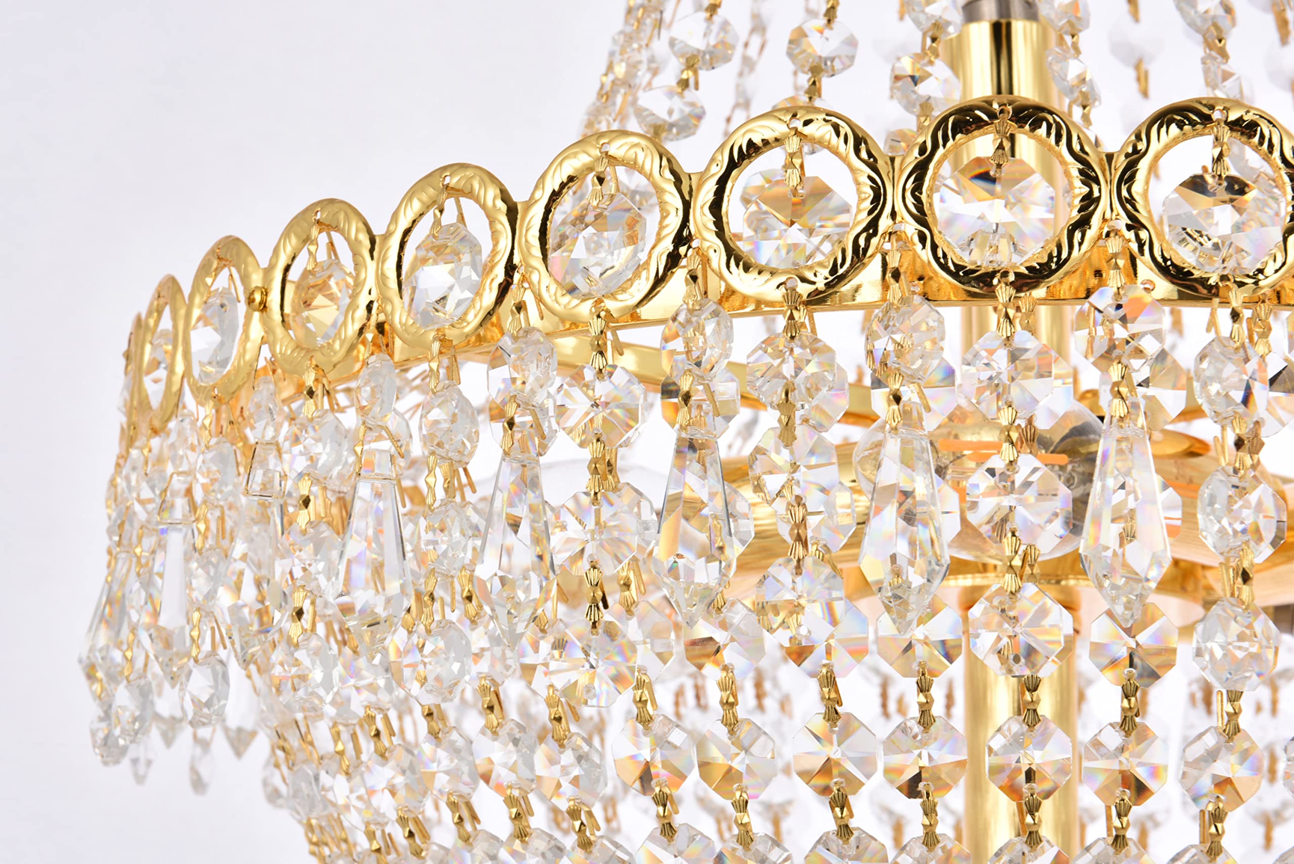 Open Box - Elegant Lighting V1900D16C/RC Century 8-Light, Two-Tier Crystal Chandelier, Finished in Chrome with Clear Crystals