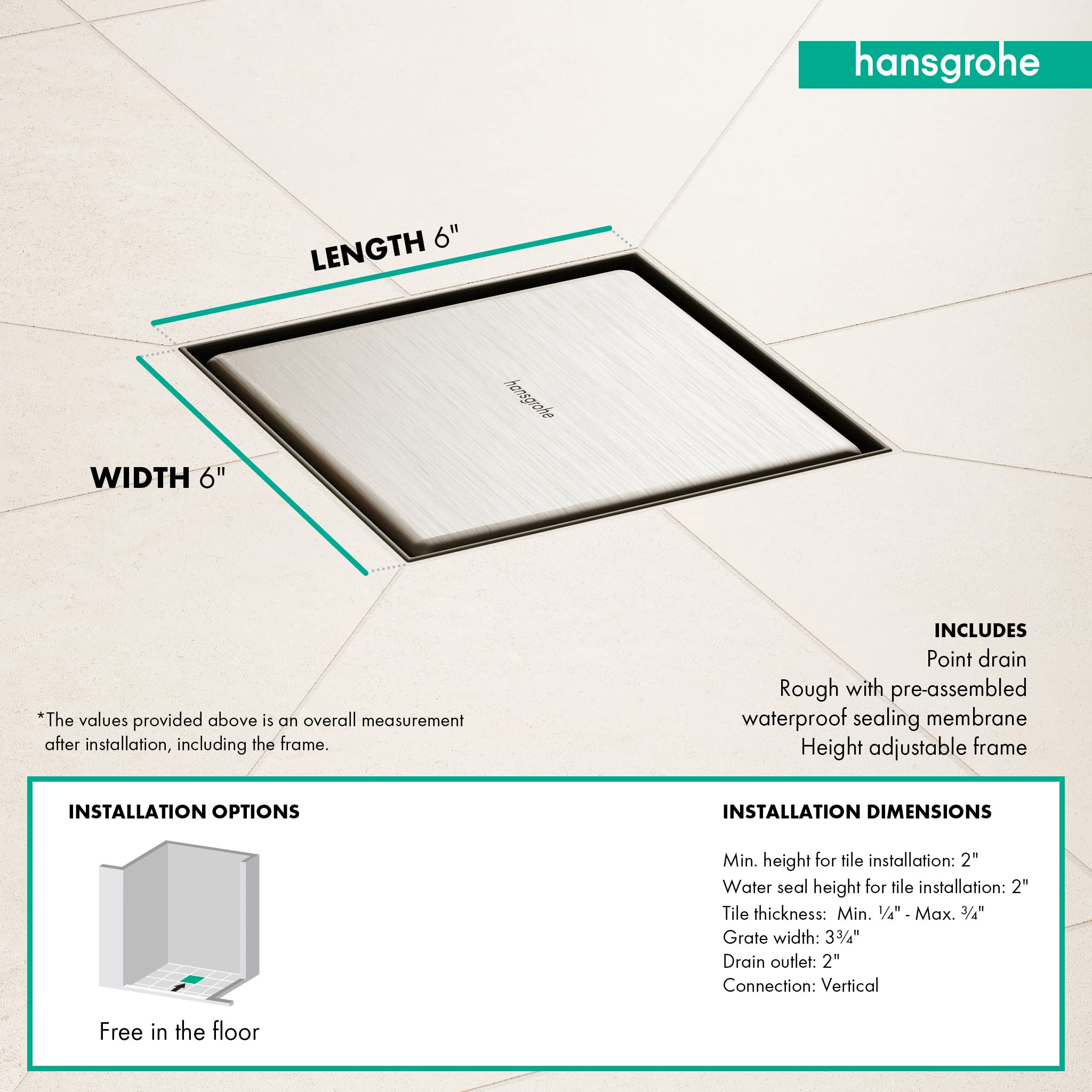 Open Box - Hansgrohe 56134801 - Shower Drains Showers