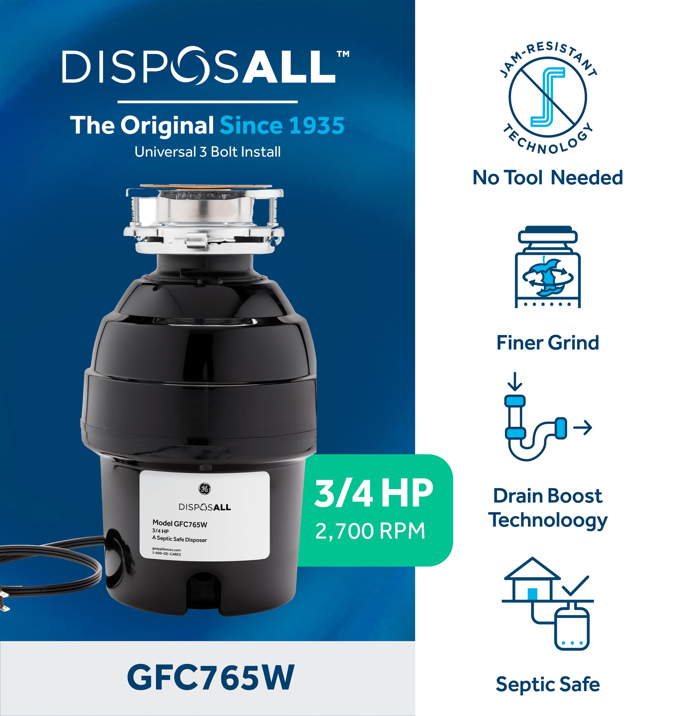 Open Box - GE GFC765W - Garbage Disposals Sanitation and Waste Appliances